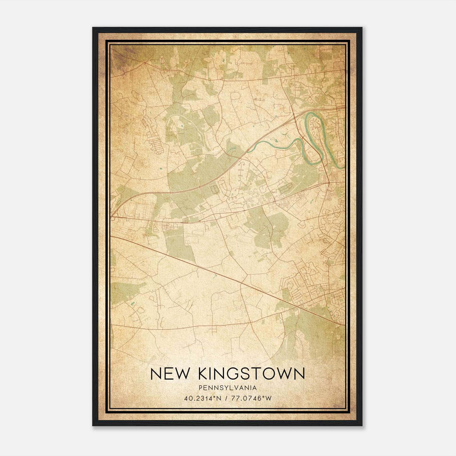 Vintage New Kingstown Pennsylvania Map Poster, New Kingstown PA City Road Wall Art Print Vintage New Kingstown Pennsylvania Map Poster, New Kingstown PA City Road Wall Art Print