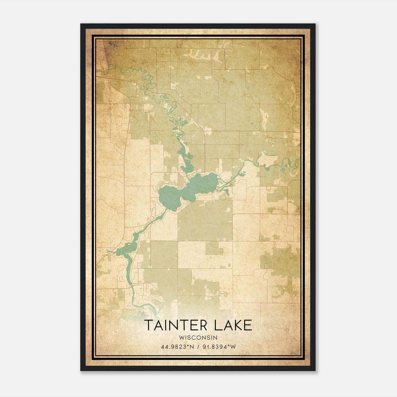 Vintage Tainter Lake Wisconsin Map Poster, Tainter Lake WI City Road Wall Art Print Vintage Tainter Lake Wisconsin Map Poster, Tainter Lake WI City Road Wall Art Print