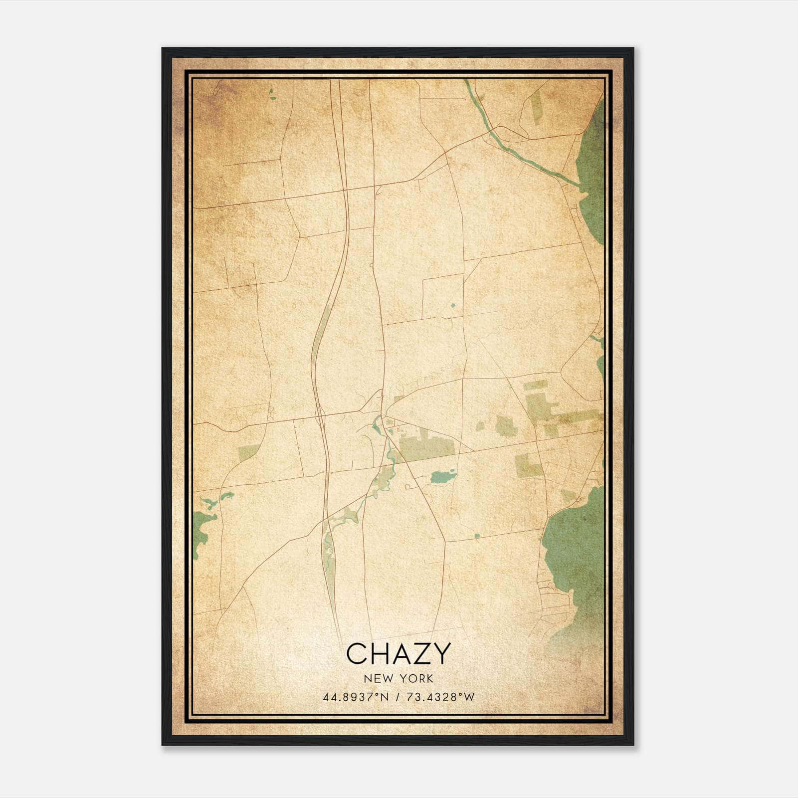 Vintage Chazy New York Map Poster, Chazy NY City Road Wall Art Print Vintage Chazy New York Map Poster, Chazy NY City Road Wall Art Print