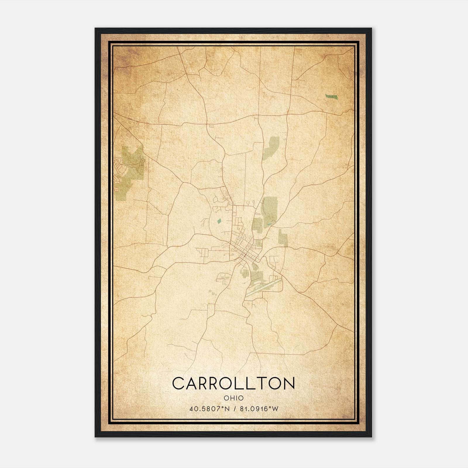 Vintage Carrollton Ohio Map Poster, Carrollton OH City Road Wall Art Print Vintage Carrollton Ohio Map Poster, Carrollton OH City Road Wall Art Print