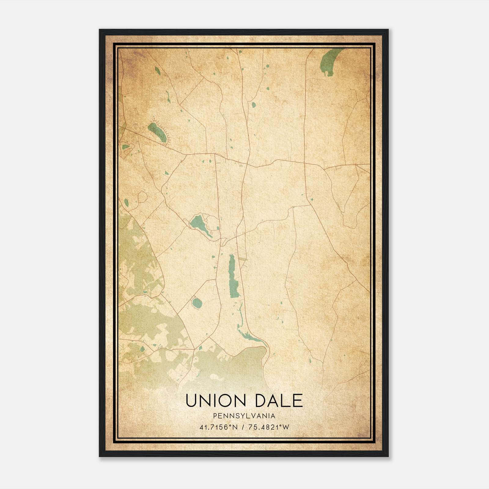 Vintage Union Dale Pennsylvania Map Poster, Union Dale PA City Road Wall Art Print Vintage Union Dale Pennsylvania Map Poster, Union Dale PA City Road Wall Art Print