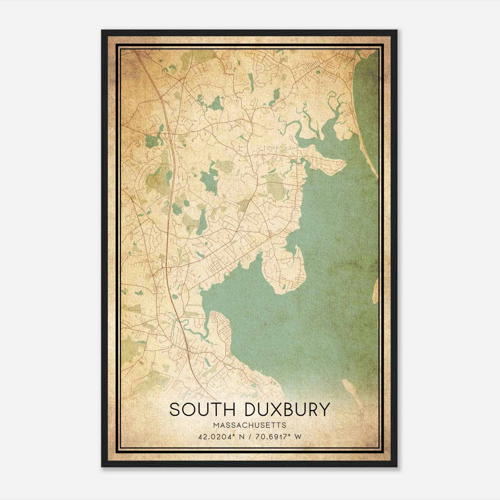 Vintage South Duxbury Massachusetts Map Poster, South Duxbury MA City Road Wall Art Print Vintage South Duxbury Massachusetts Map Poster, South Duxbury MA City Road Wall Art Print