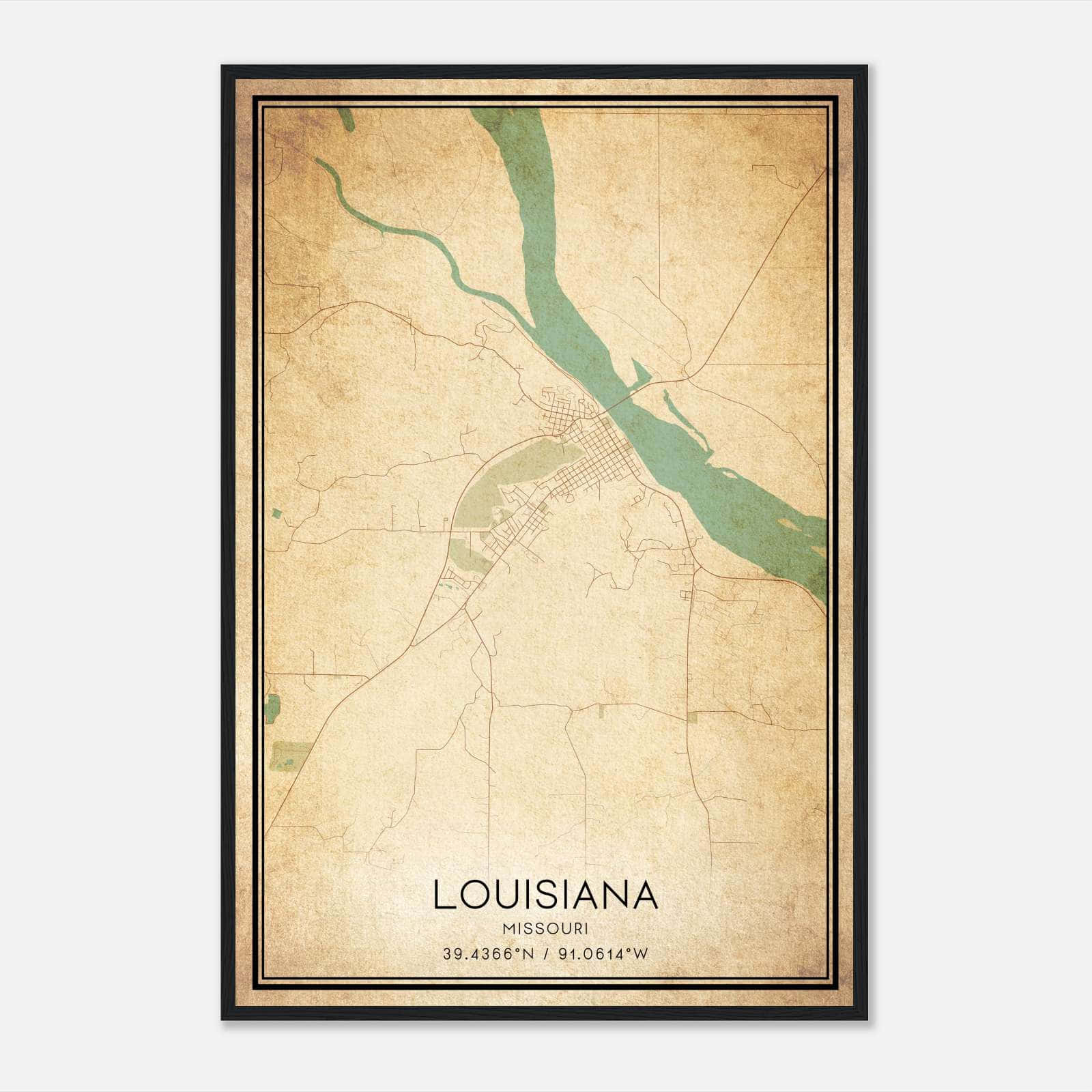 Vintage Louisiana Missouri Map Poster, Louisiana MO City Road Wall Art Print Vintage Louisiana Missouri Map Poster, Louisiana MO City Road Wall Art Print