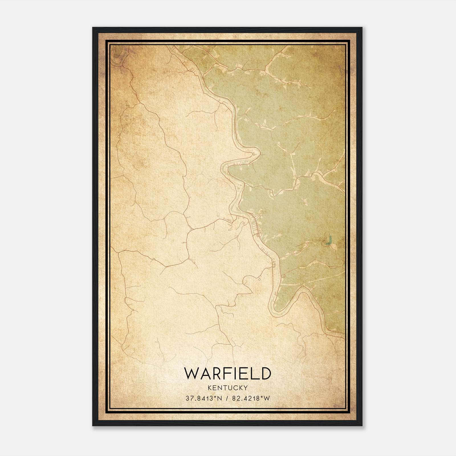 Vintage Warfield Kentucky Map Poster, Warfield KY City Road Wall Art Print Vintage Warfield Kentucky Map Poster, Warfield KY City Road Wall Art Print