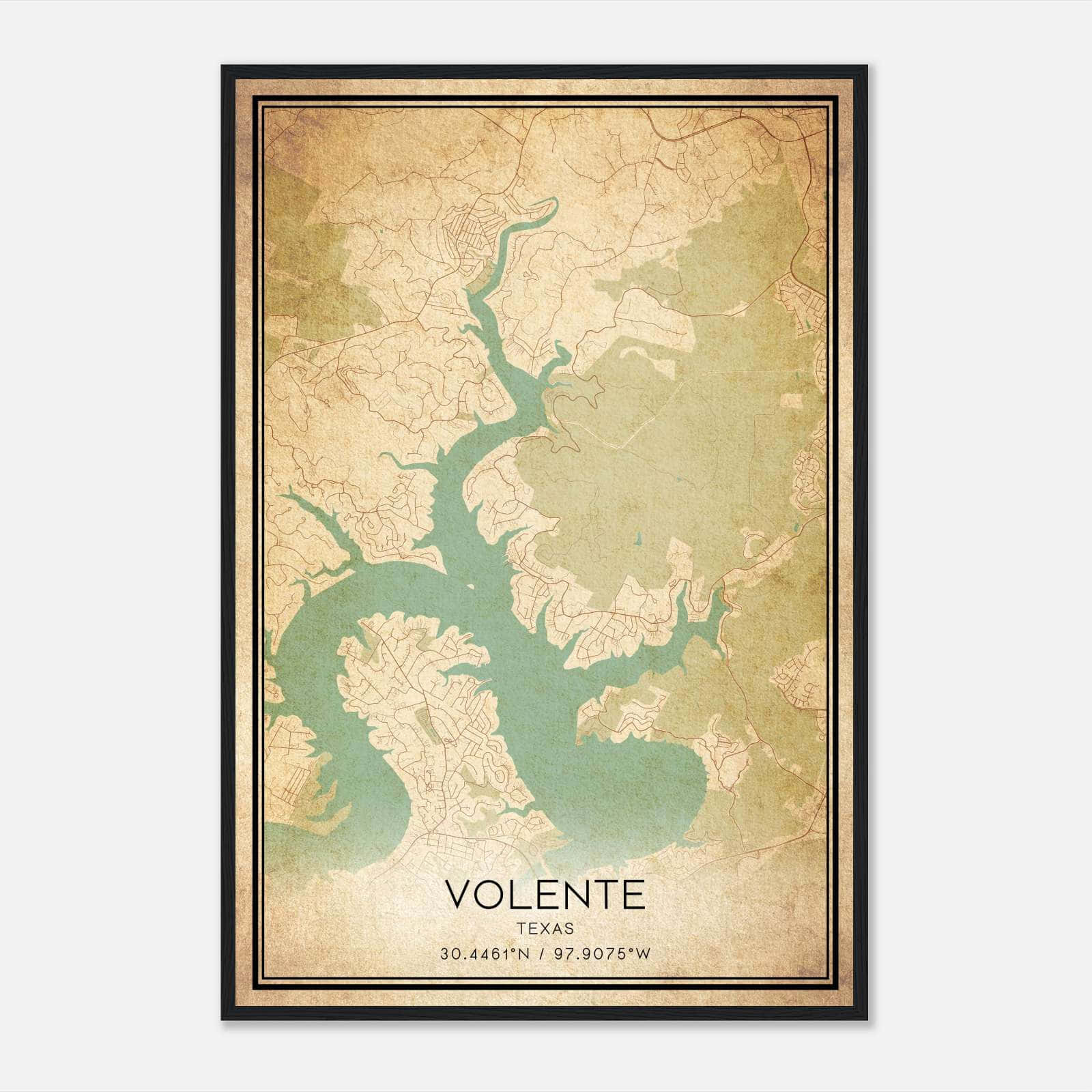 Vintage Volente Texas Map Poster, Volente TX City Road Wall Art Print Vintage Volente Texas Map Poster, Volente TX City Road Wall Art Print