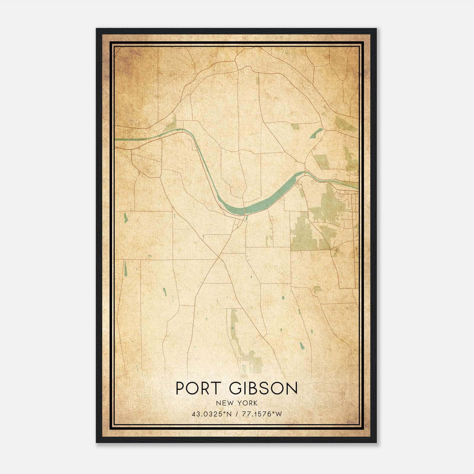 Vintage Port Gibson New York Map Poster, Port Gibson NY City Road Wall Art Print Vintage Port Gibson New York Map Poster, Port Gibson NY City Road Wall Art Print