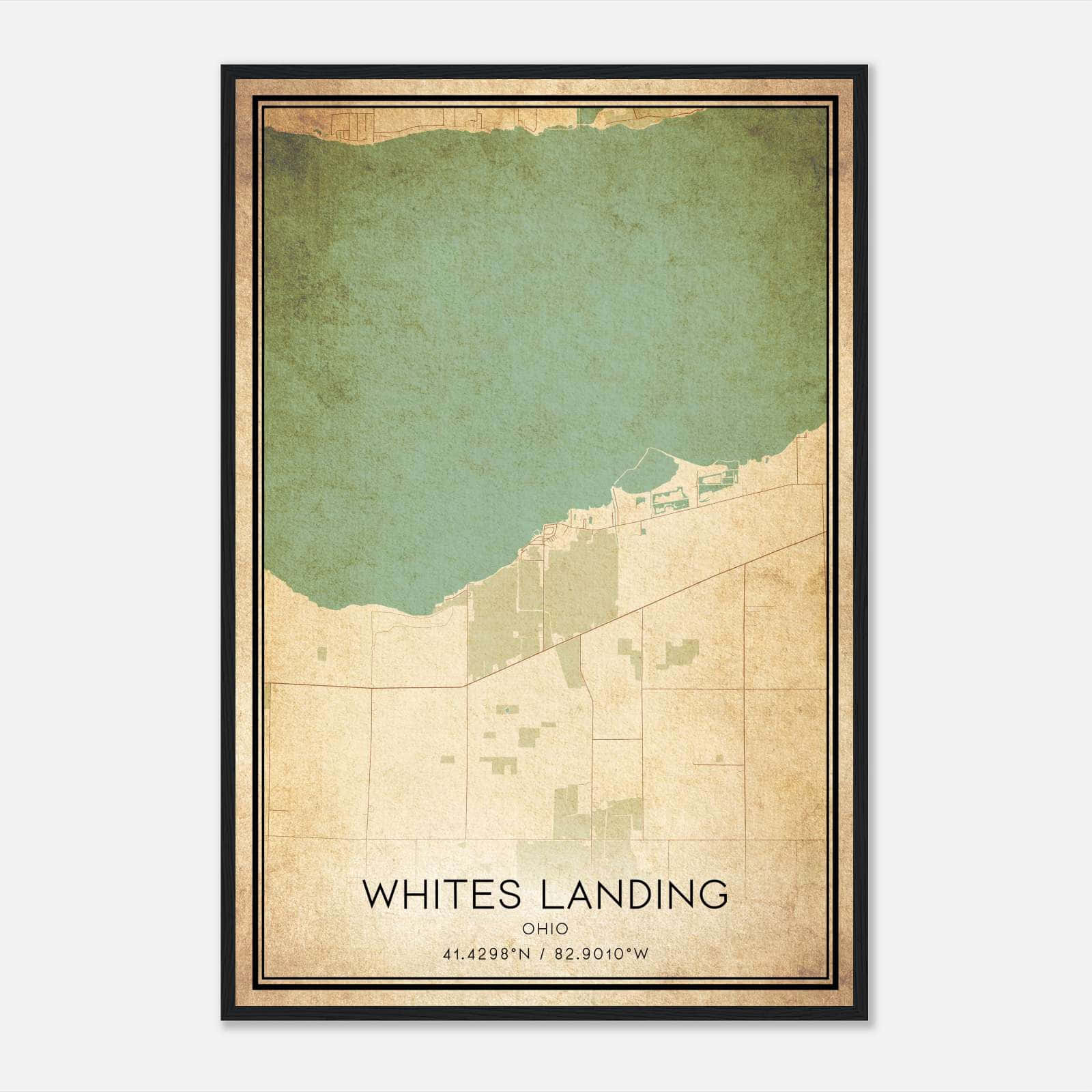 Vintage Whites Landing Ohio Map Poster, Whites Landing OH City Road Wall Art Print Vintage Whites Landing Ohio Map Poster, Whites Landing OH City Road Wall Art Print
