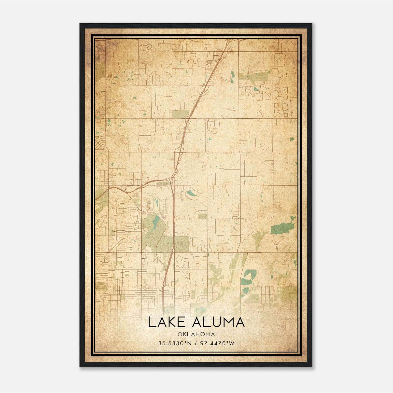 Vintage Lake Aluma Oklahoma Map Poster, Lake Aluma OK City Road Wall Art Print Vintage Lake Aluma Oklahoma Map Poster, Lake Aluma OK City Road Wall Art Print