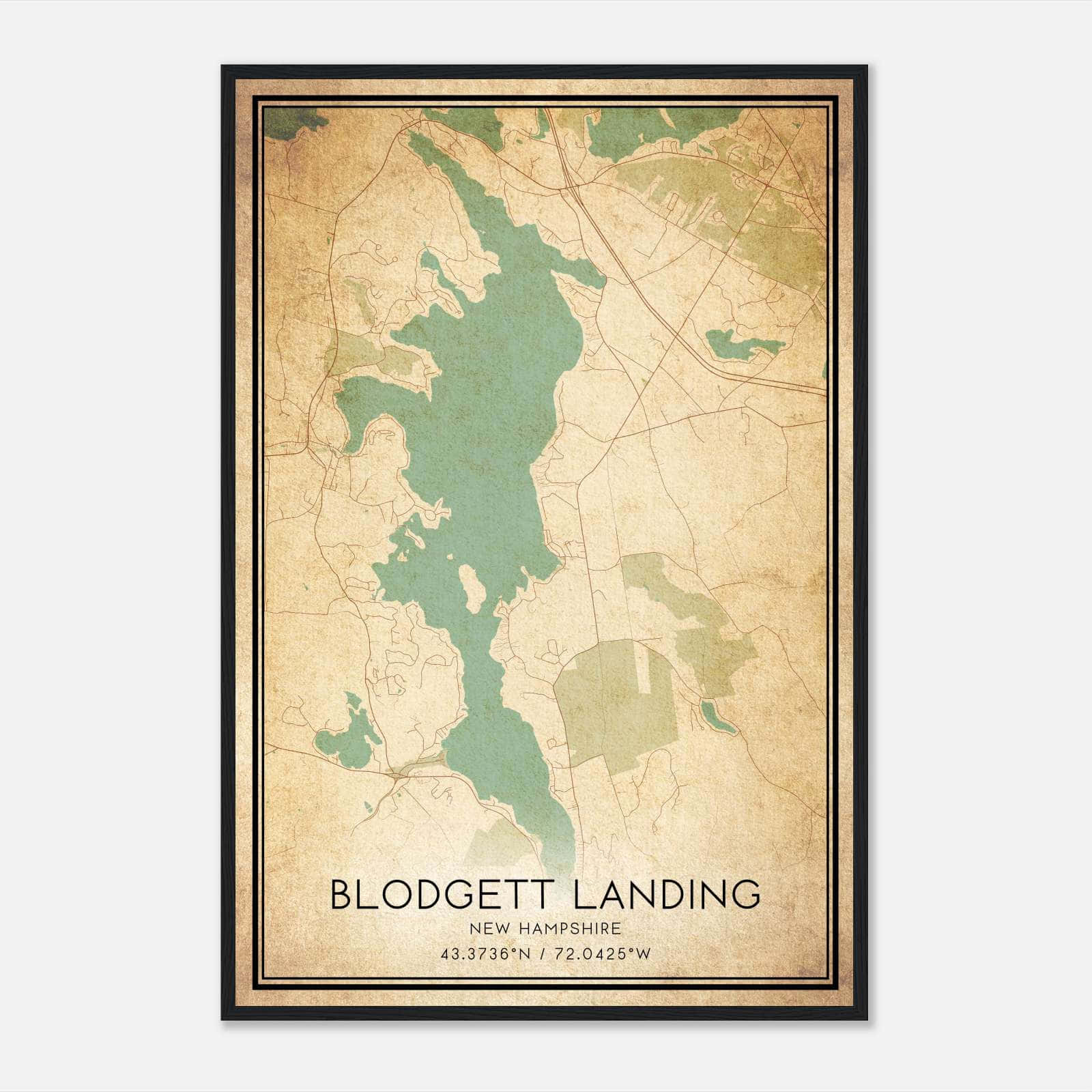 Vintage Blodgett Landing New Hampshire Map Poster, Blodgett Landing NH City Road Wall Art Print Vintage Blodgett Landing New Hampshire Map Poster, Blodgett Landing NH City Road Wall Art Print