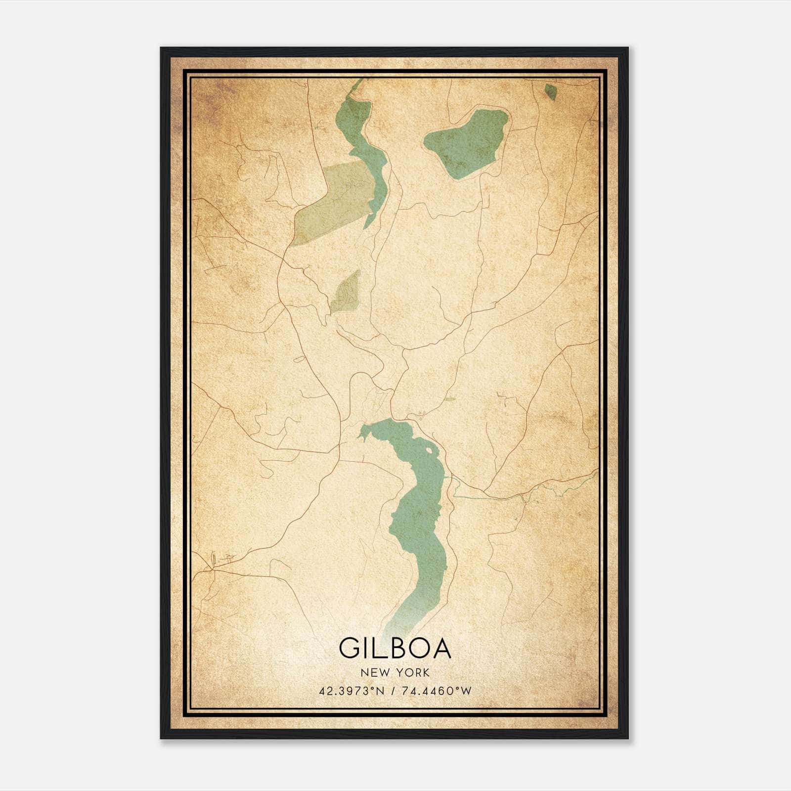 Vintage Gilboa New York Map Poster, Gilboa NY City Road Wall Art Print Vintage Gilboa New York Map Poster, Gilboa NY City Road Wall Art Print