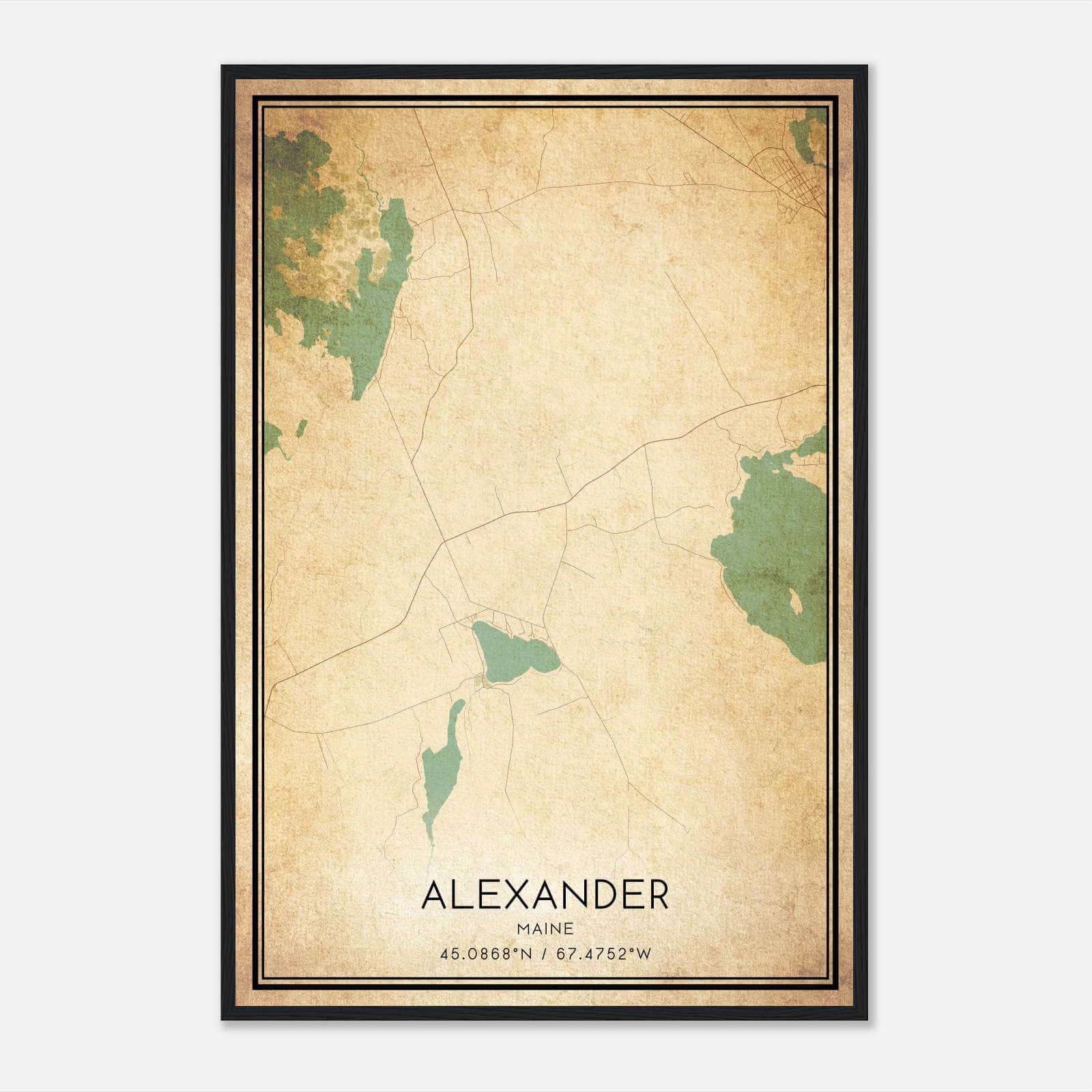 Vintage Alexander Maine Map Poster, Alexander ME City Road Wall Art Print Vintage Alexander Maine Map Poster, Alexander ME City Road Wall Art Print