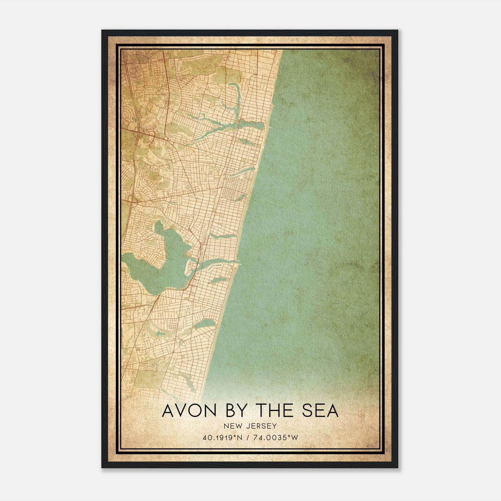 Vintage Avon By The Sea New Jersey Map Poster, Avon By The Sea NJ City Road Wall Art Print Vintage Avon By The Sea New Jersey Map Poster, Avon By The Sea NJ City Road Wall Art Print