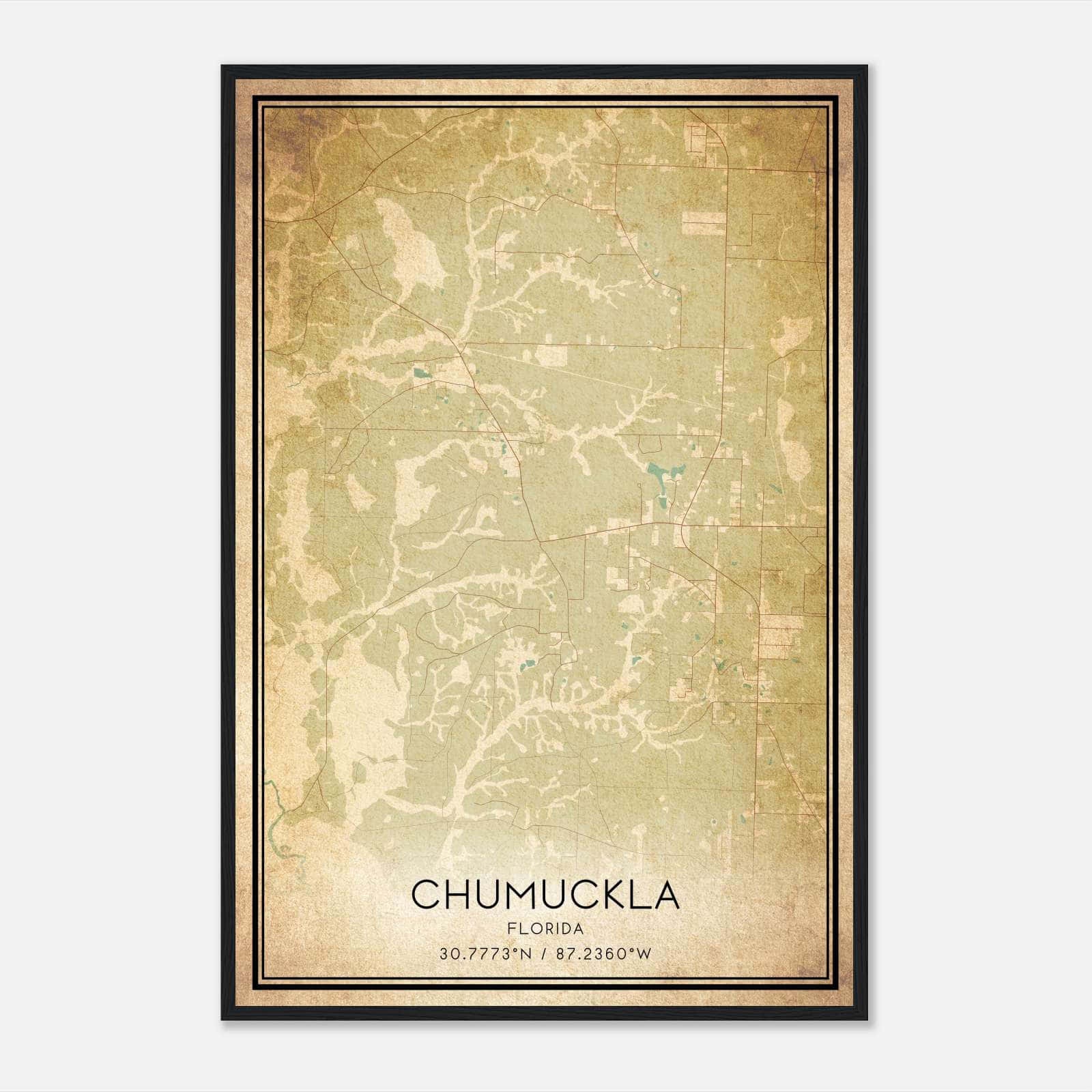 Vintage Chumuckla Florida Map Poster, Chumuckla FL City Road Wall Art Print Vintage Chumuckla Florida Map Poster, Chumuckla FL City Road Wall Art Print