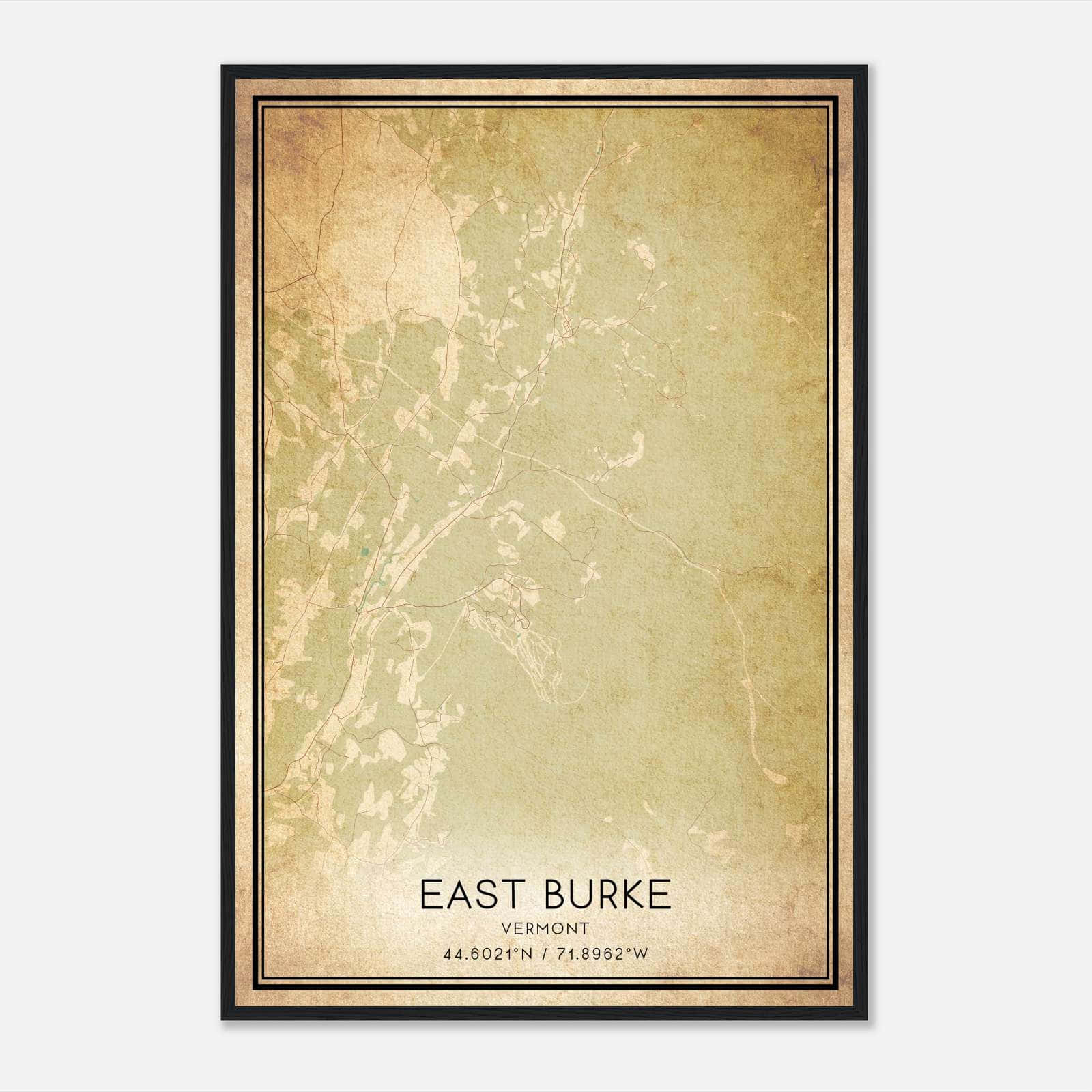 Vintage East Burke Vermont Map Poster, East Burke VT City Road Wall Art Print Vintage East Burke Vermont Map Poster, East Burke VT City Road Wall Art Print