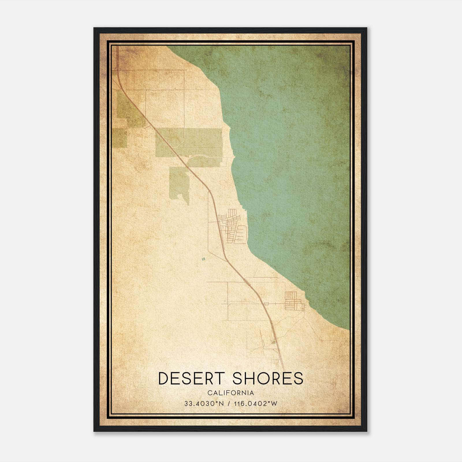 Vintage Desert Shores California Map Poster, Desert Shores CA City Road Wall Art Print Vintage Desert Shores California Map Poster, Desert Shores CA City Road Wall Art Print