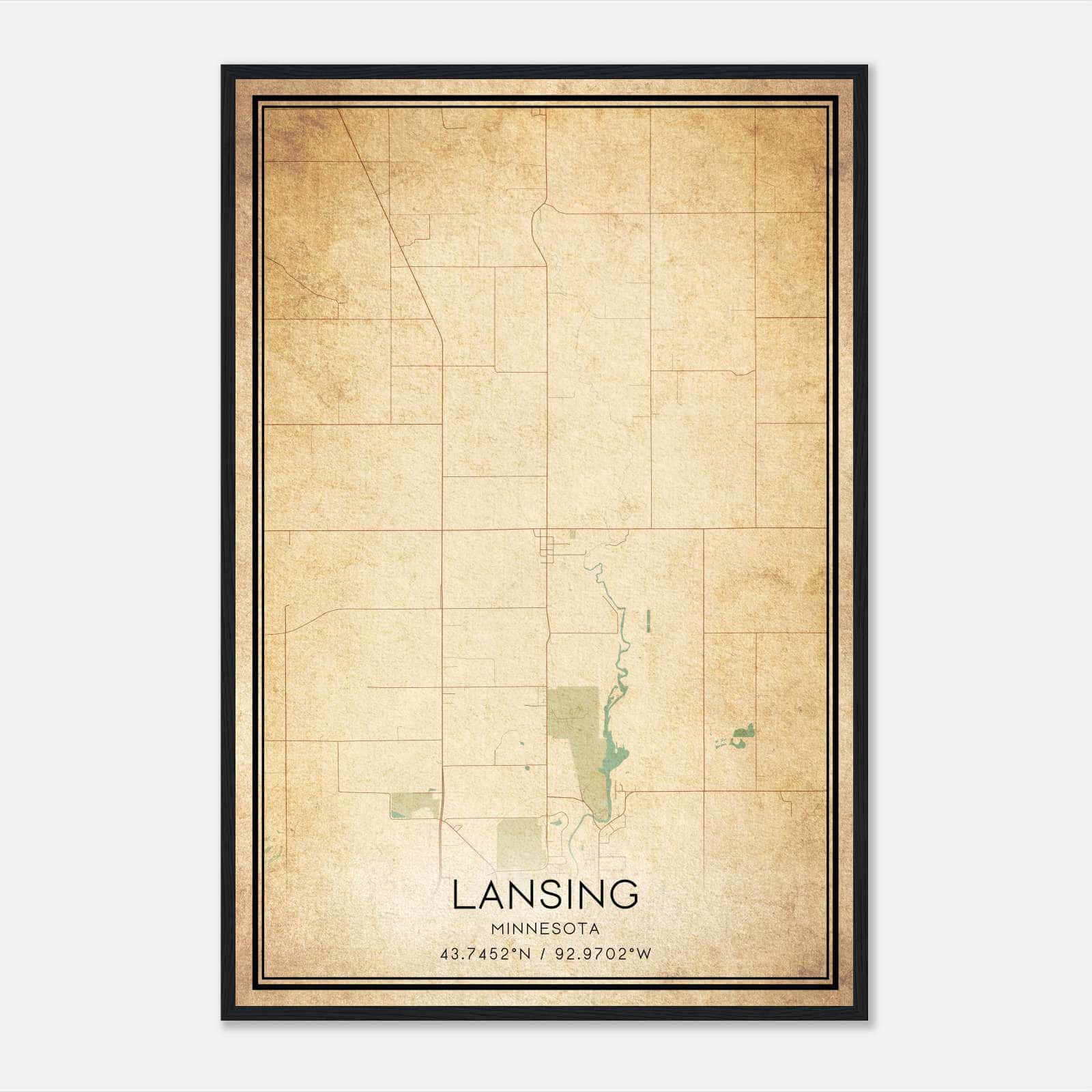 Vintage Lansing Minnesota Map Poster, Lansing MN City Road Wall Art Print Vintage Lansing Minnesota Map Poster, Lansing MN City Road Wall Art Print