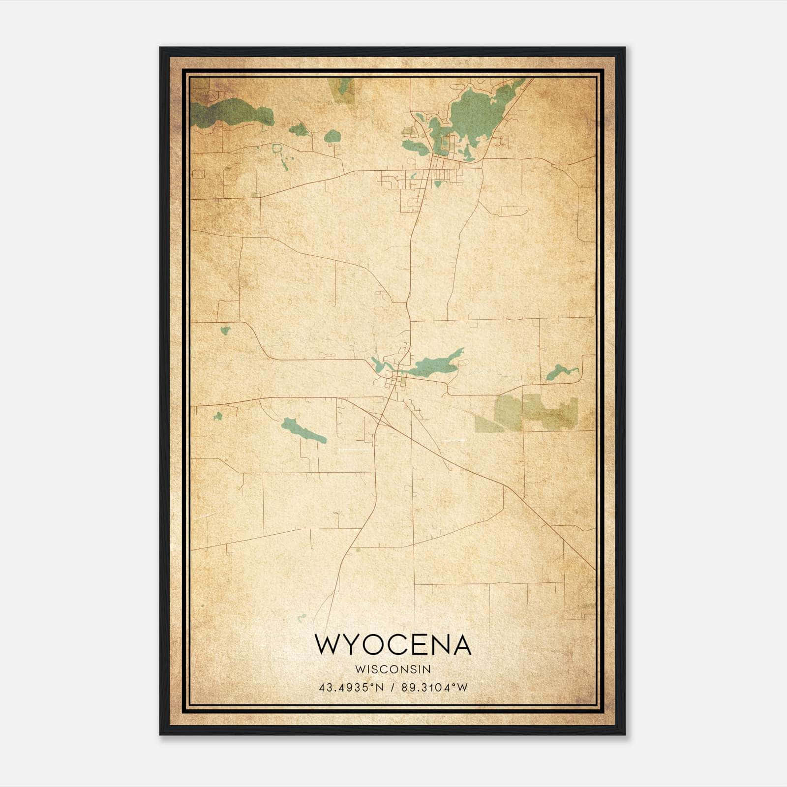 Vintage Wyocena Wisconsin Map Poster, Wyocena WI City Road Wall Art Print Vintage Wyocena Wisconsin Map Poster, Wyocena WI City Road Wall Art Print