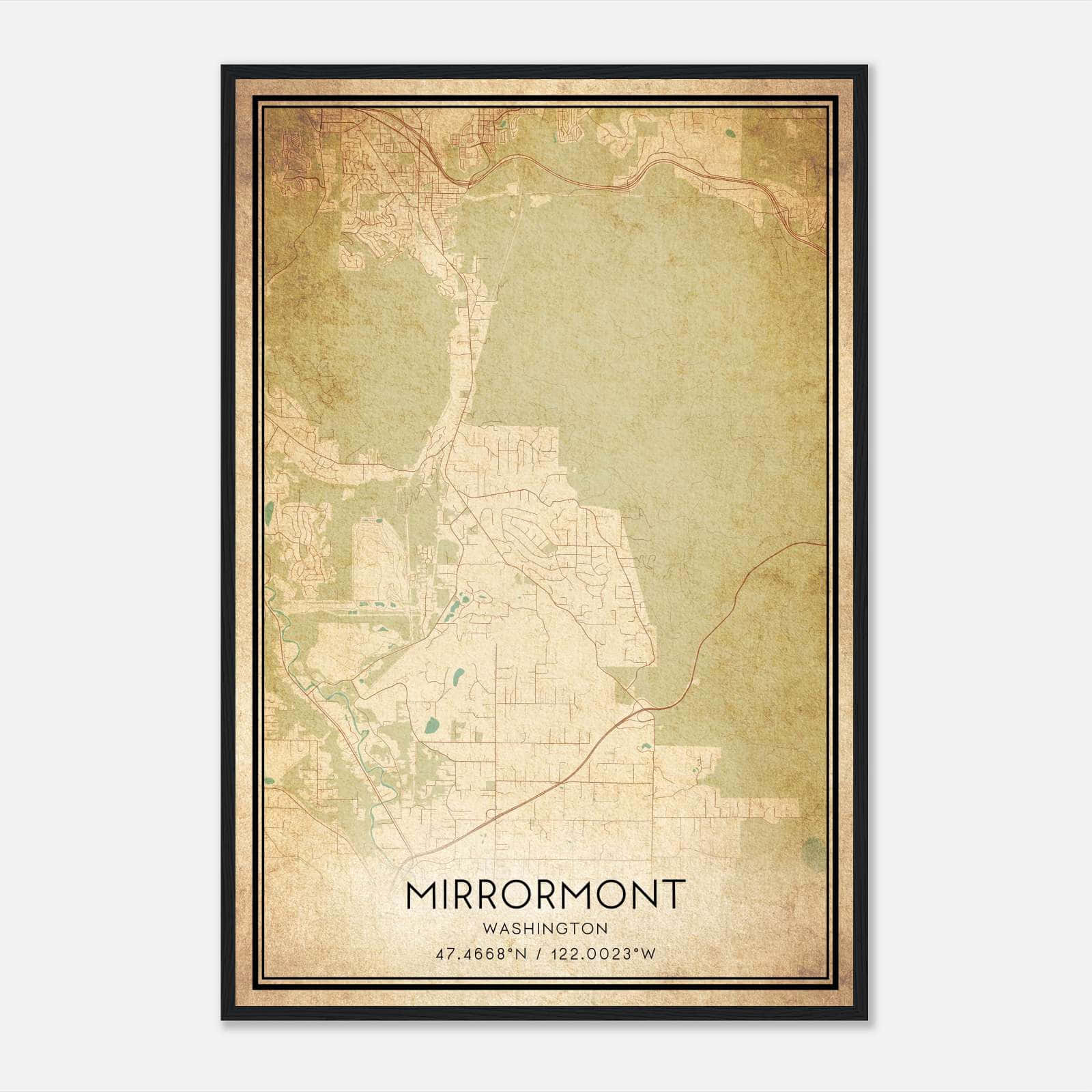 Vintage Mirrormont Washington Map Poster, Mirrormont WA City Road Wall Art Print Vintage Mirrormont Washington Map Poster, Mirrormont WA City Road Wall Art Print