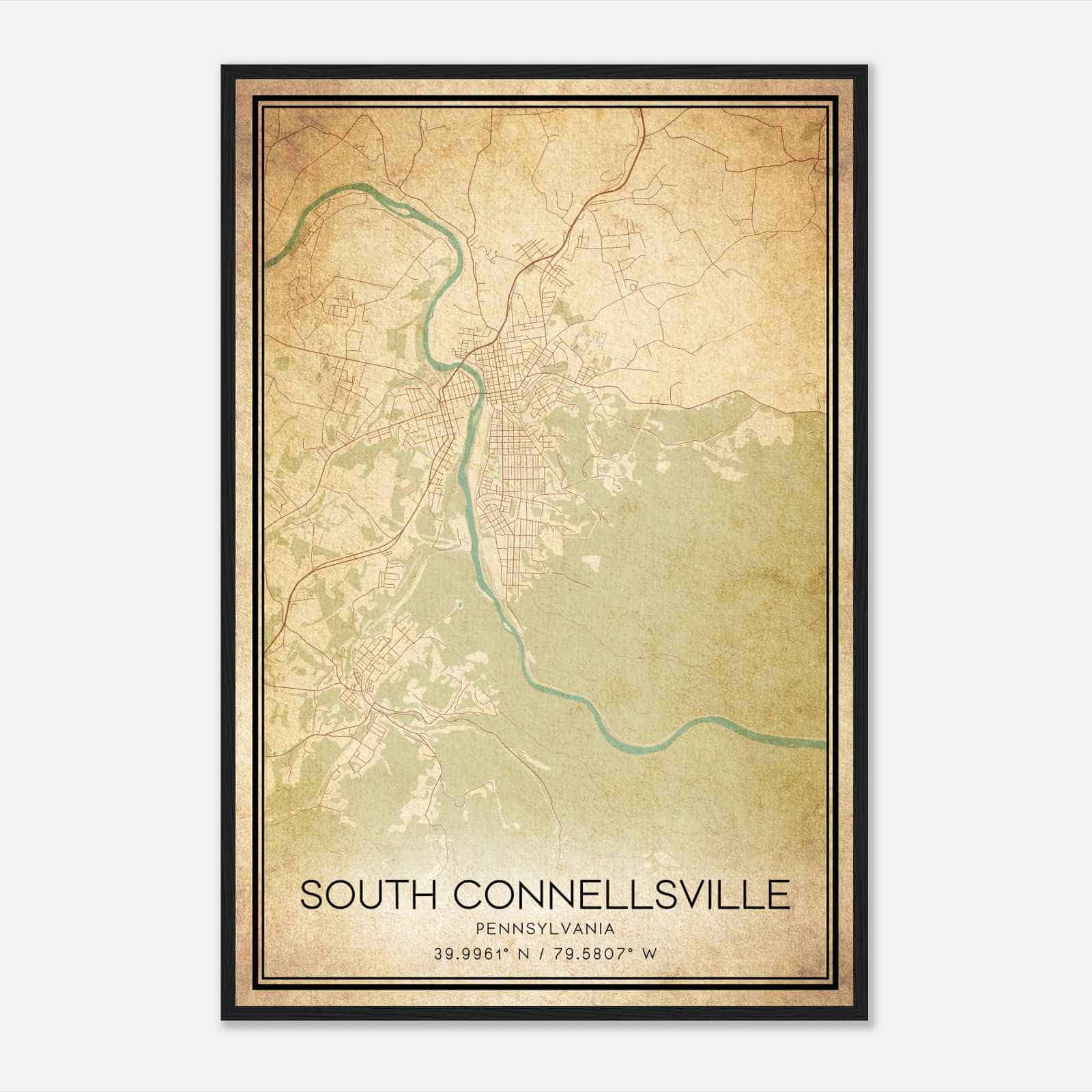 Vintage South Connellsville Pennsylvania Map Poster, South Connellsville PA City Road Wall Art Print Vintage South Connellsville Pennsylvania Map Poster, South Connellsville PA City Road Wall Art Print