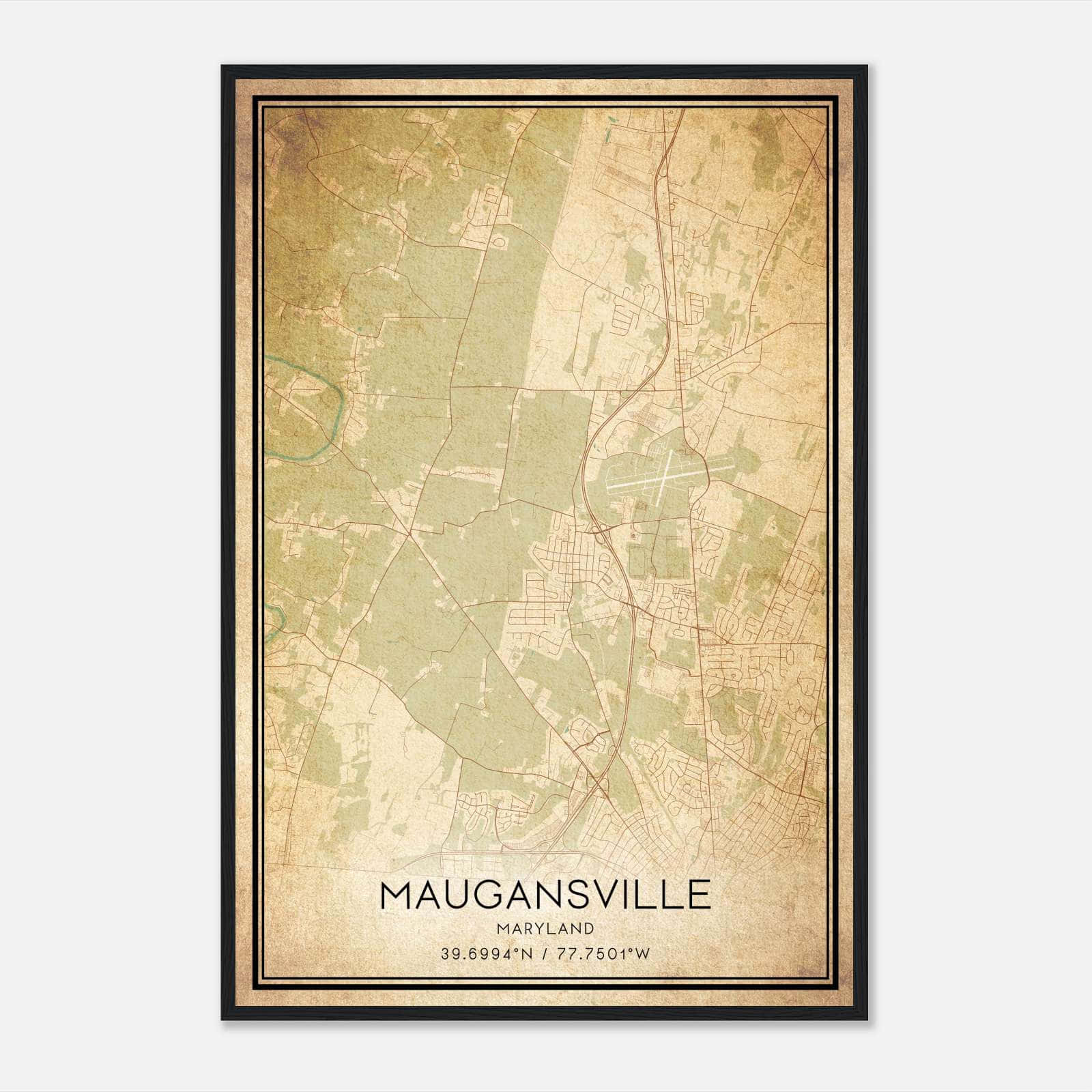 Vintage Maugansville Maryland Map Poster, Maugansville MD City Road Wall Art Print Vintage Maugansville Maryland Map Poster, Maugansville MD City Road Wall Art Print