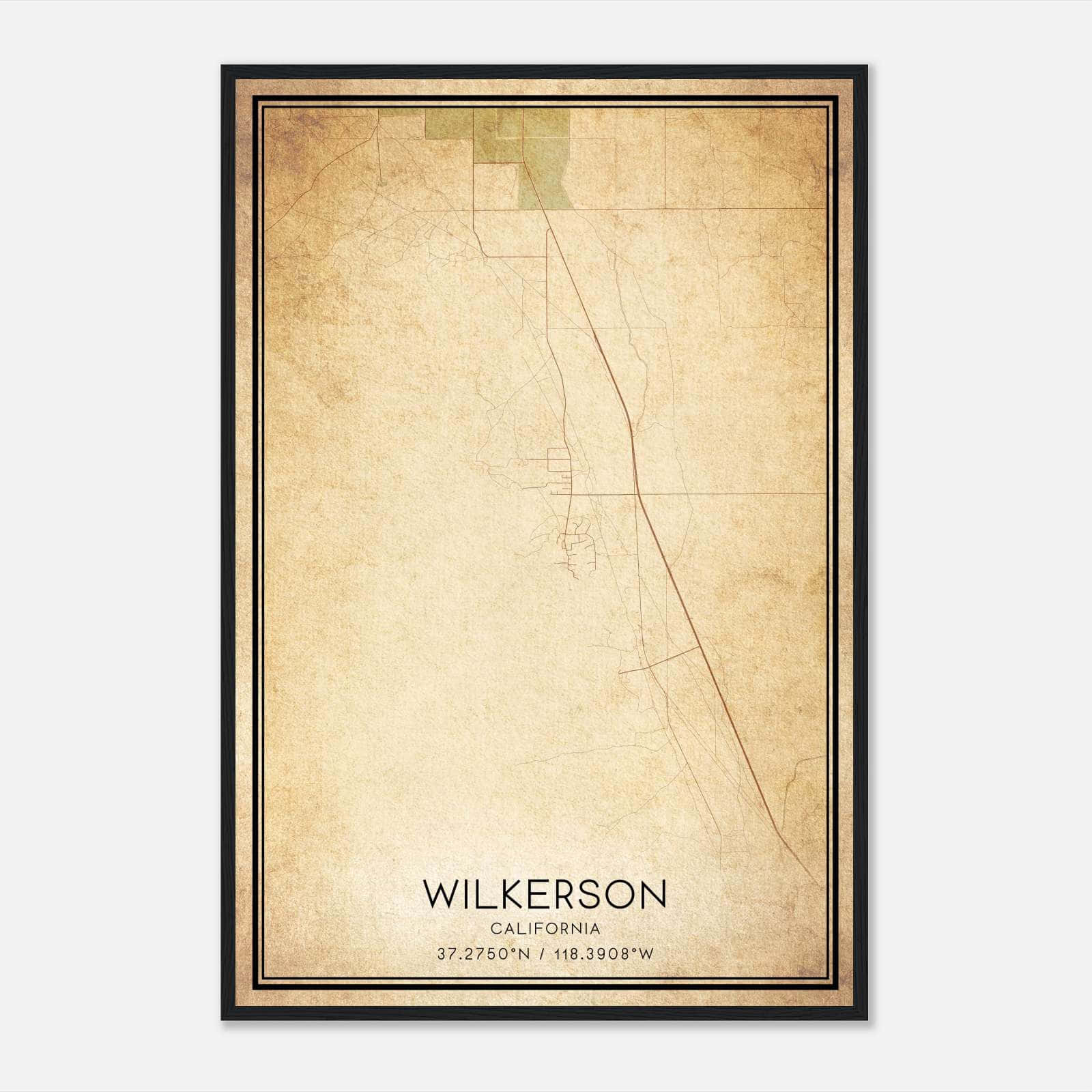Vintage Wilkerson California Map Poster, Wilkerson CA City Road Wall Art Print Vintage Wilkerson California Map Poster, Wilkerson CA City Road Wall Art Print