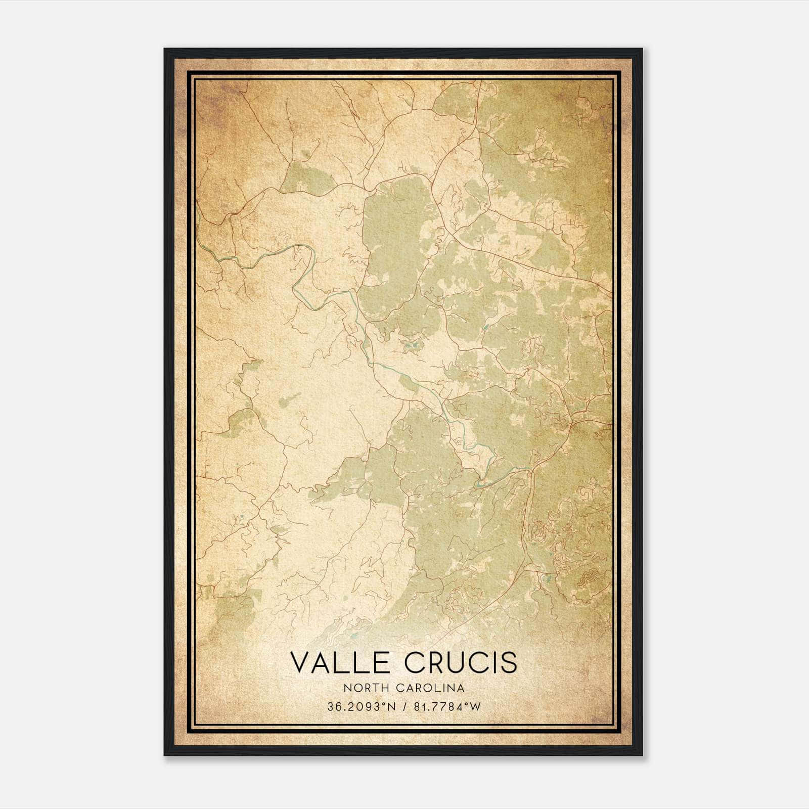 Vintage Valle Crucis North Carolina Map Poster, Valle Crucis NC City Road Wall Art Print Vintage Valle Crucis North Carolina Map Poster, Valle Crucis NC City Road Wall Art Print