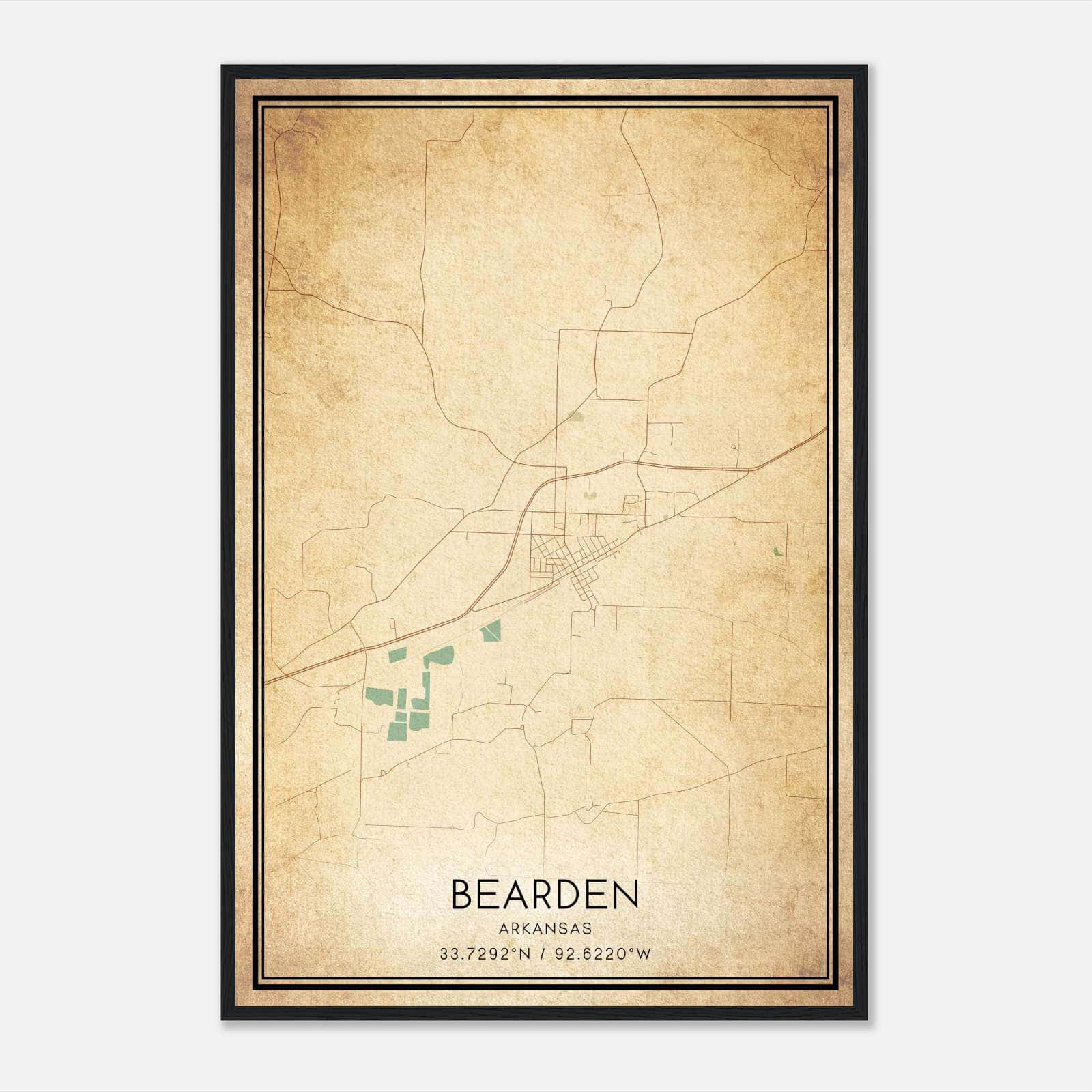 Vintage Bearden Arkansas Map Poster, Bearden AR City Road Wall Art Print Vintage Bearden Arkansas Map Poster, Bearden AR City Road Wall Art Print