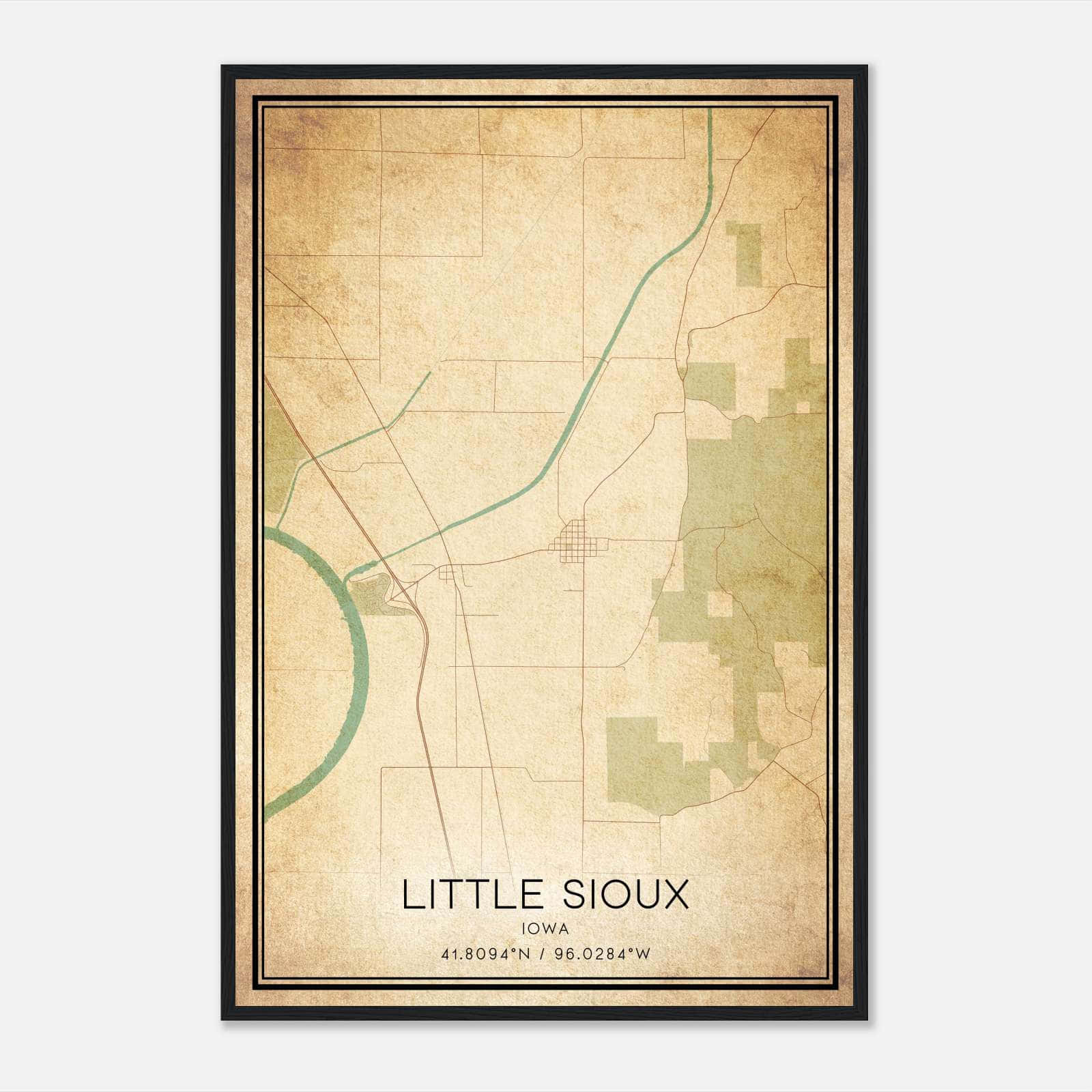 Vintage Little Sioux Iowa Map Poster, Little Sioux IA City Road Wall Art Print Vintage Little Sioux Iowa Map Poster, Little Sioux IA City Road Wall Art Print