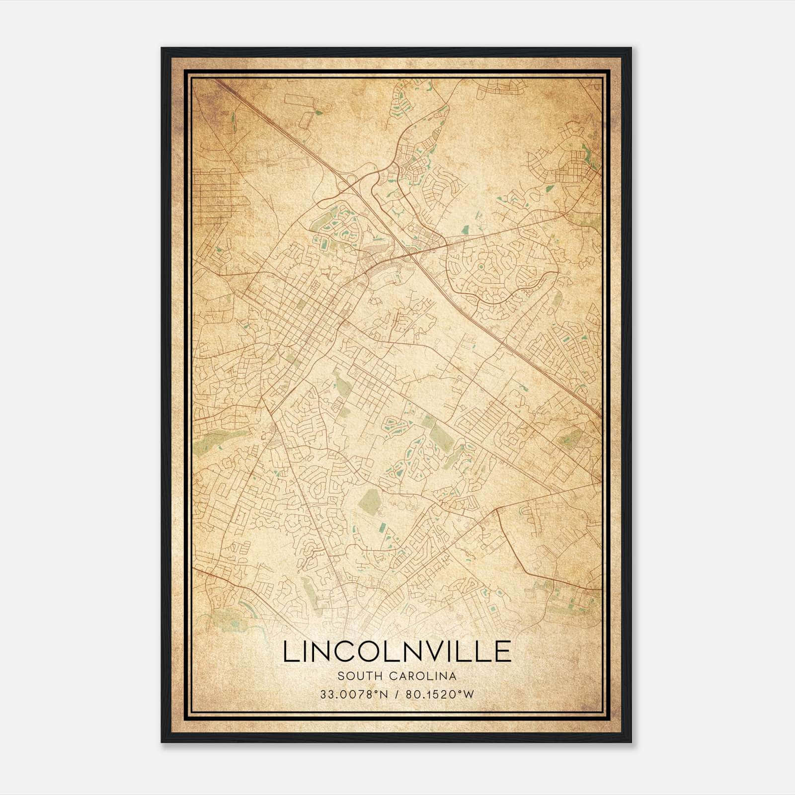 Vintage Lincolnville South Carolina Map Poster, Lincolnville SC City Road Wall Art Print Vintage Lincolnville South Carolina Map Poster, Lincolnville SC City Road Wall Art Print