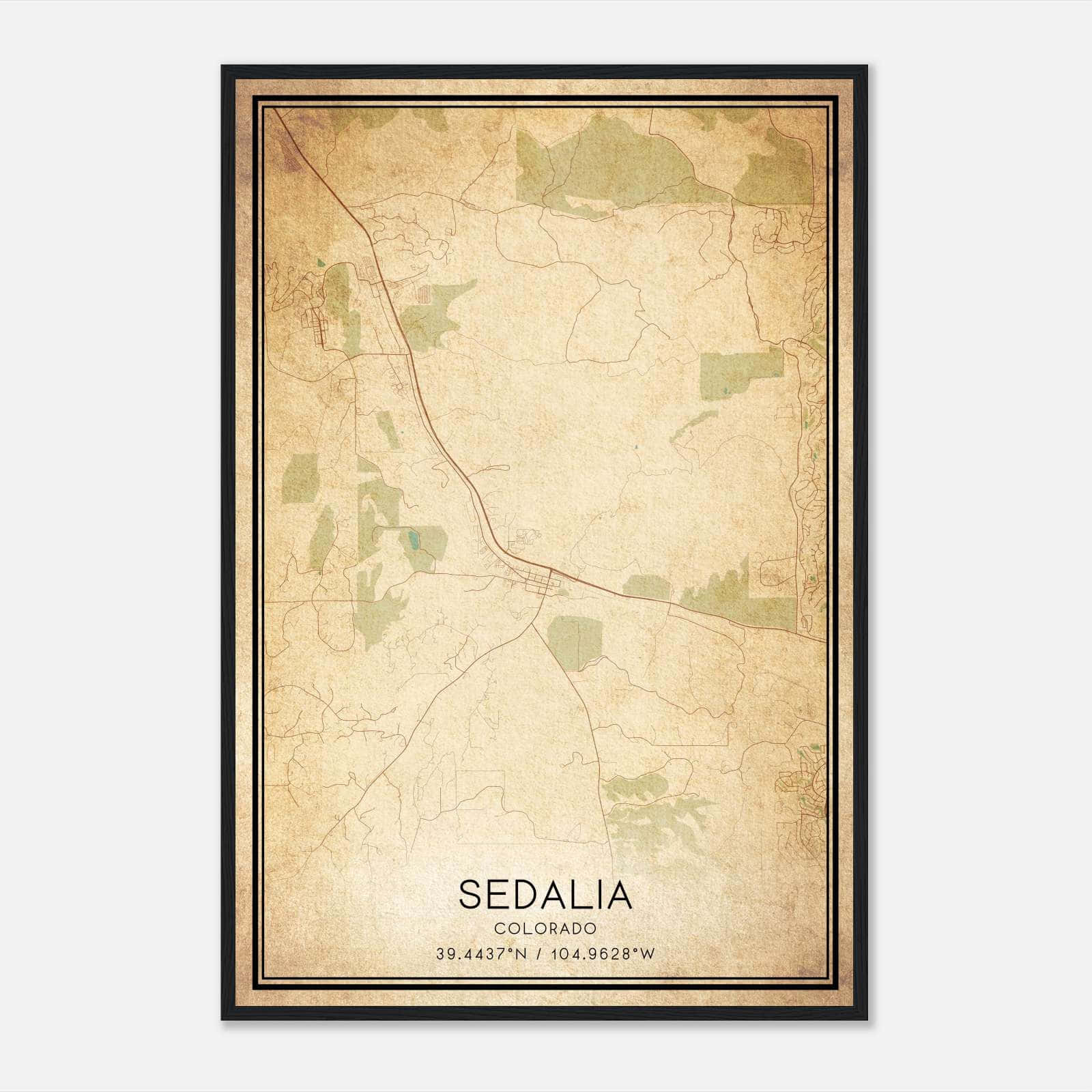 Vintage Sedalia Colorado Map Poster, Sedalia CO City Road Wall Art Print Vintage Sedalia Colorado Map Poster, Sedalia CO City Road Wall Art Print