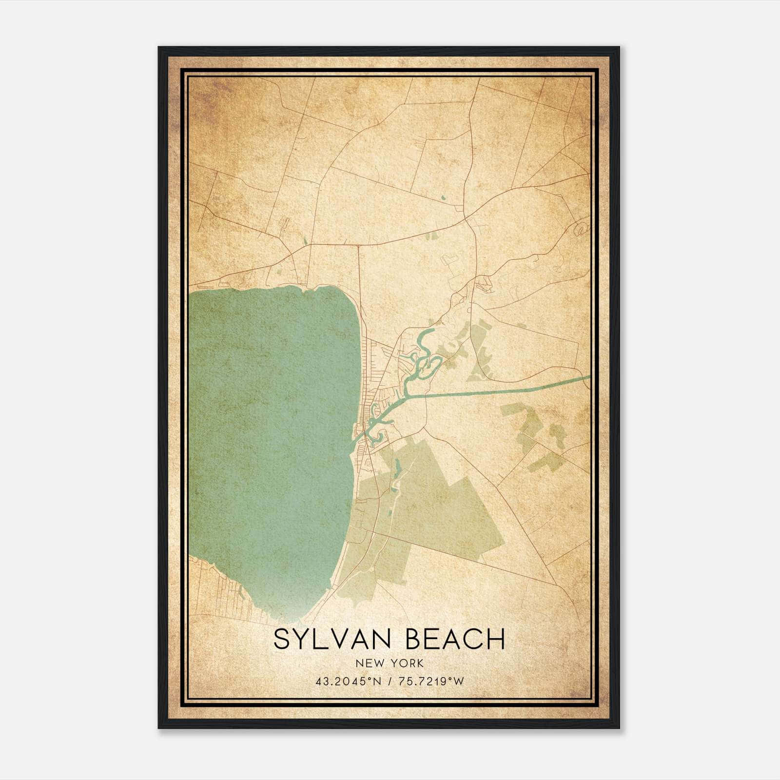 Vintage Sylvan Beach New York Map Poster, Sylvan Beach NY City Road Wall Art Print Vintage Sylvan Beach New York Map Poster, Sylvan Beach NY City Road Wall Art Print