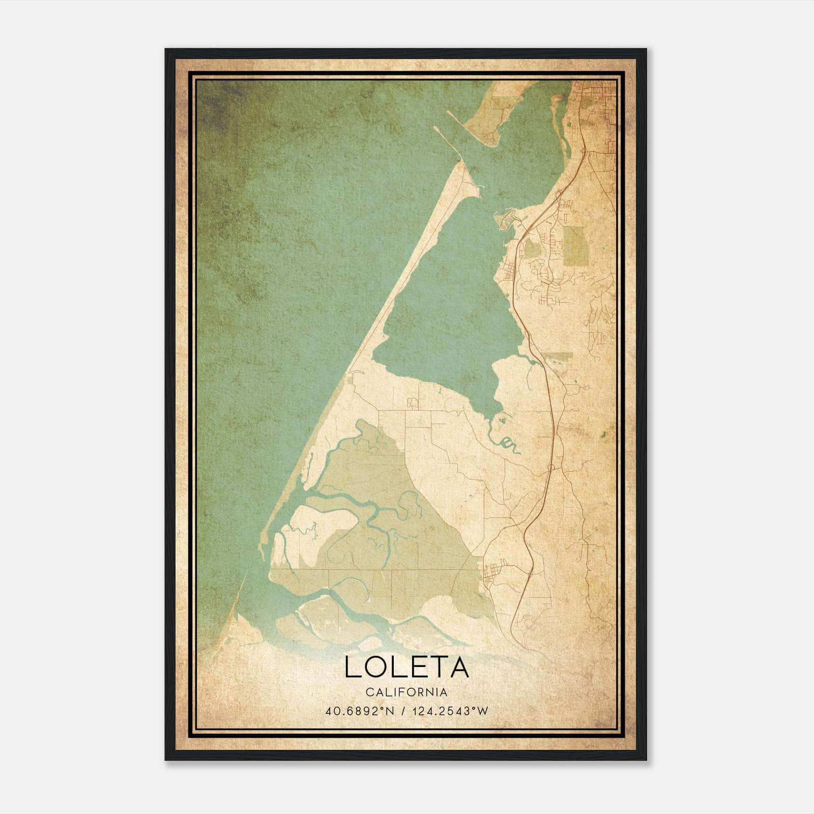 Vintage Loleta California Map Poster, Loleta CA City Road Wall Art Print Vintage Loleta California Map Poster, Loleta CA City Road Wall Art Print