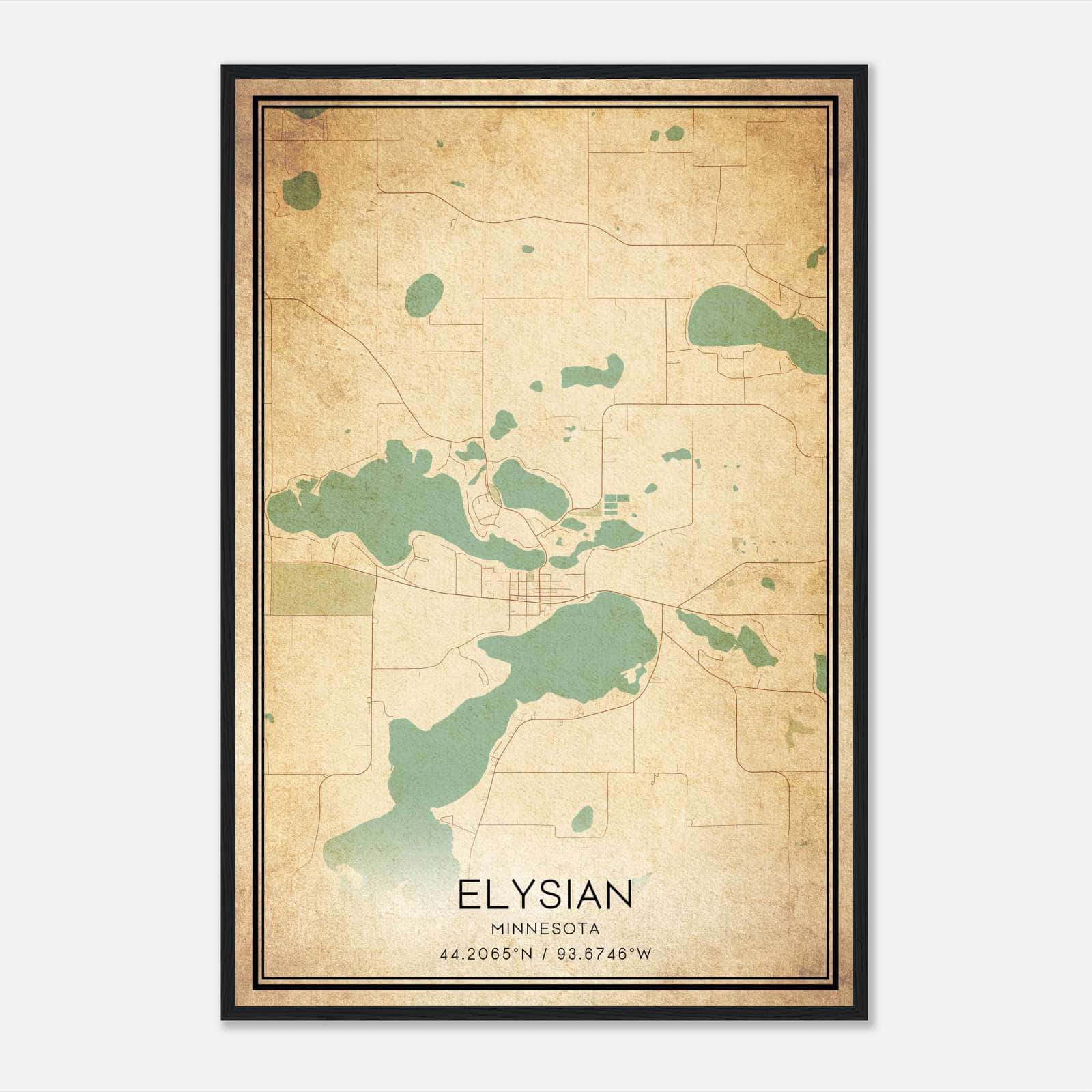 Vintage Elysian Minnesota Map Poster, Elysian MN City Road Wall Art Print Vintage Elysian Minnesota Map Poster, Elysian MN City Road Wall Art Print