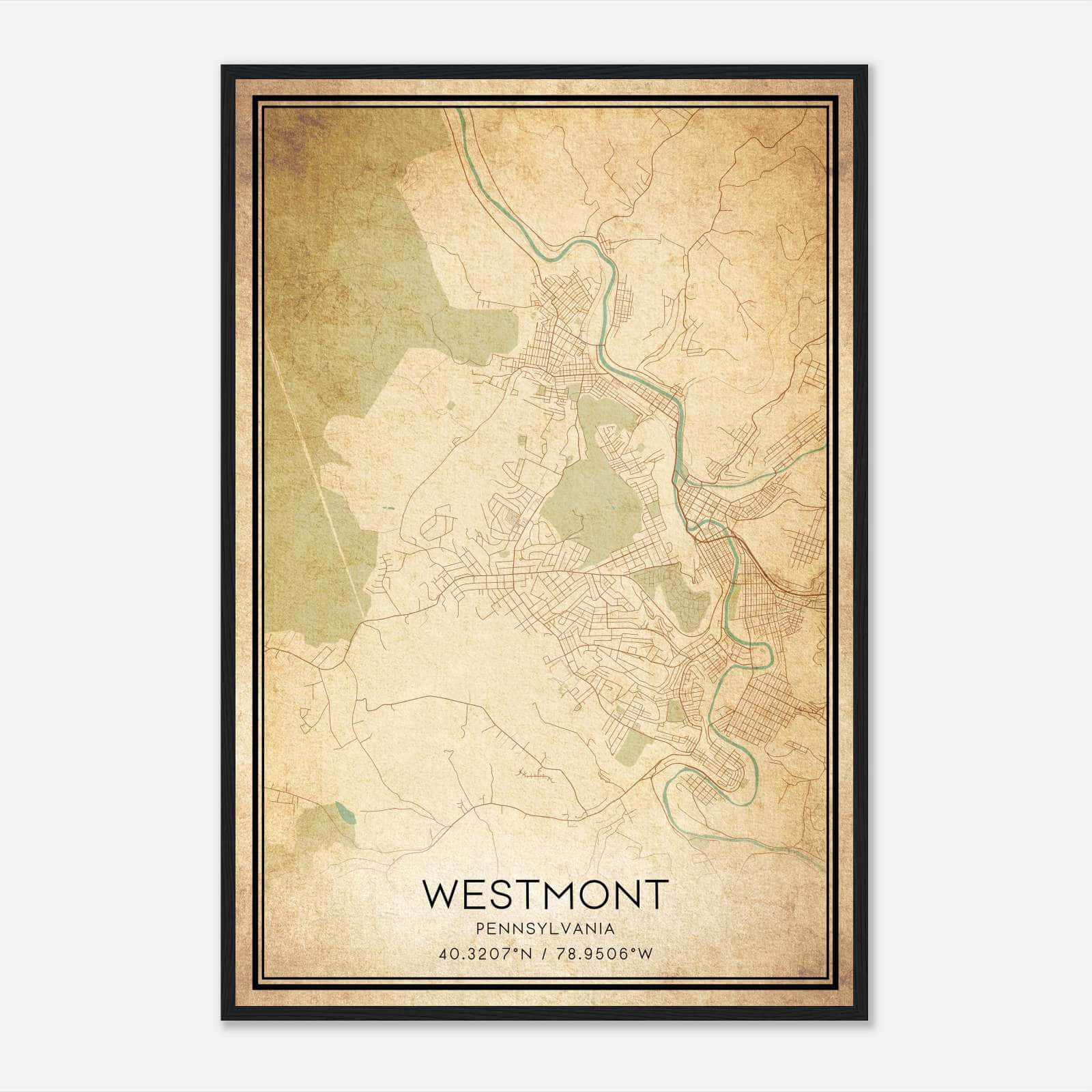 Vintage Westmont Pennsylvania Map Poster, Westmont PA City Road Wall Art Print Vintage Westmont Pennsylvania Map Poster, Westmont PA City Road Wall Art Print