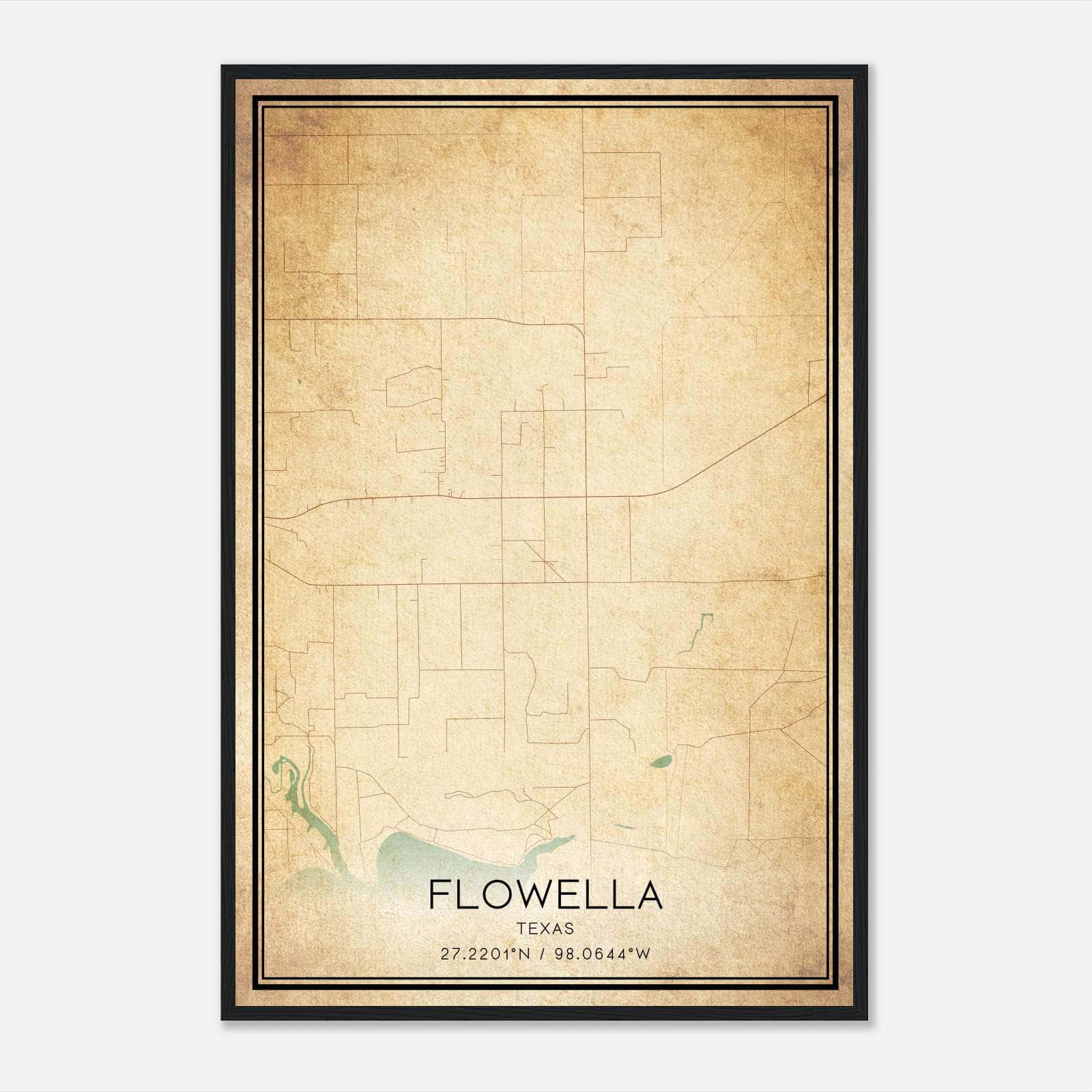 Vintage Flowella Texas Map Poster, Flowella TX City Road Wall Art Print Vintage Flowella Texas Map Poster, Flowella TX City Road Wall Art Print