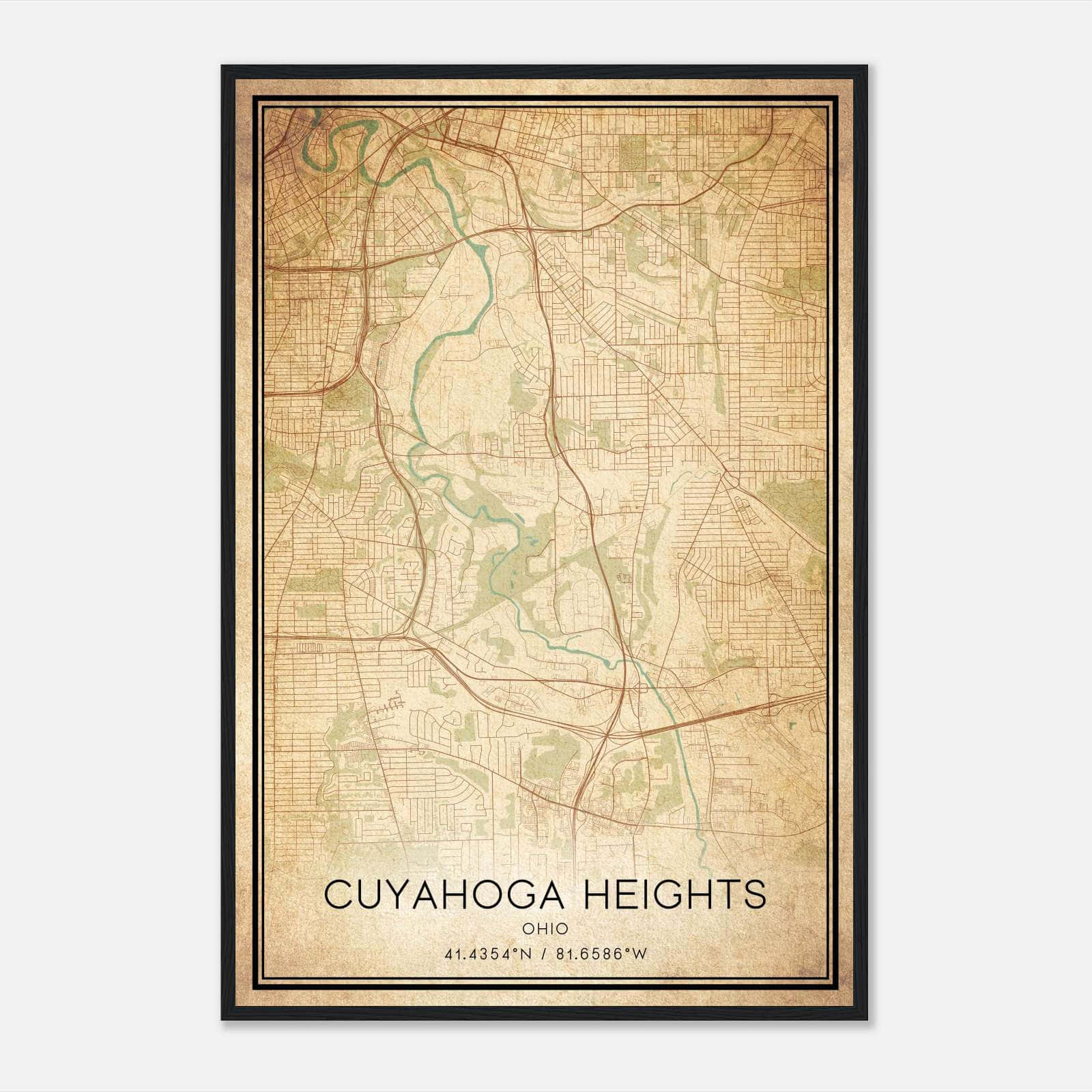 Vintage Cuyahoga Heights Ohio Map Poster, Cuyahoga Heights OH City Road Wall Art Print Vintage Cuyahoga Heights Ohio Map Poster, Cuyahoga Heights OH City Road Wall Art Print