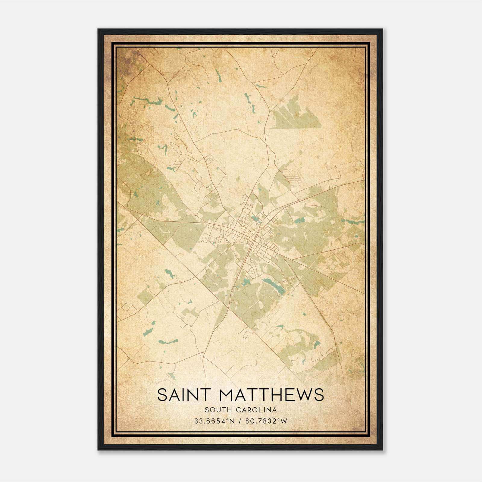 Vintage Saint Matthews South Carolina Map Poster, Saint Matthews SC City Road Wall Art Print Vintage Saint Matthews South Carolina Map Poster, Saint Matthews SC City Road Wall Art Print
