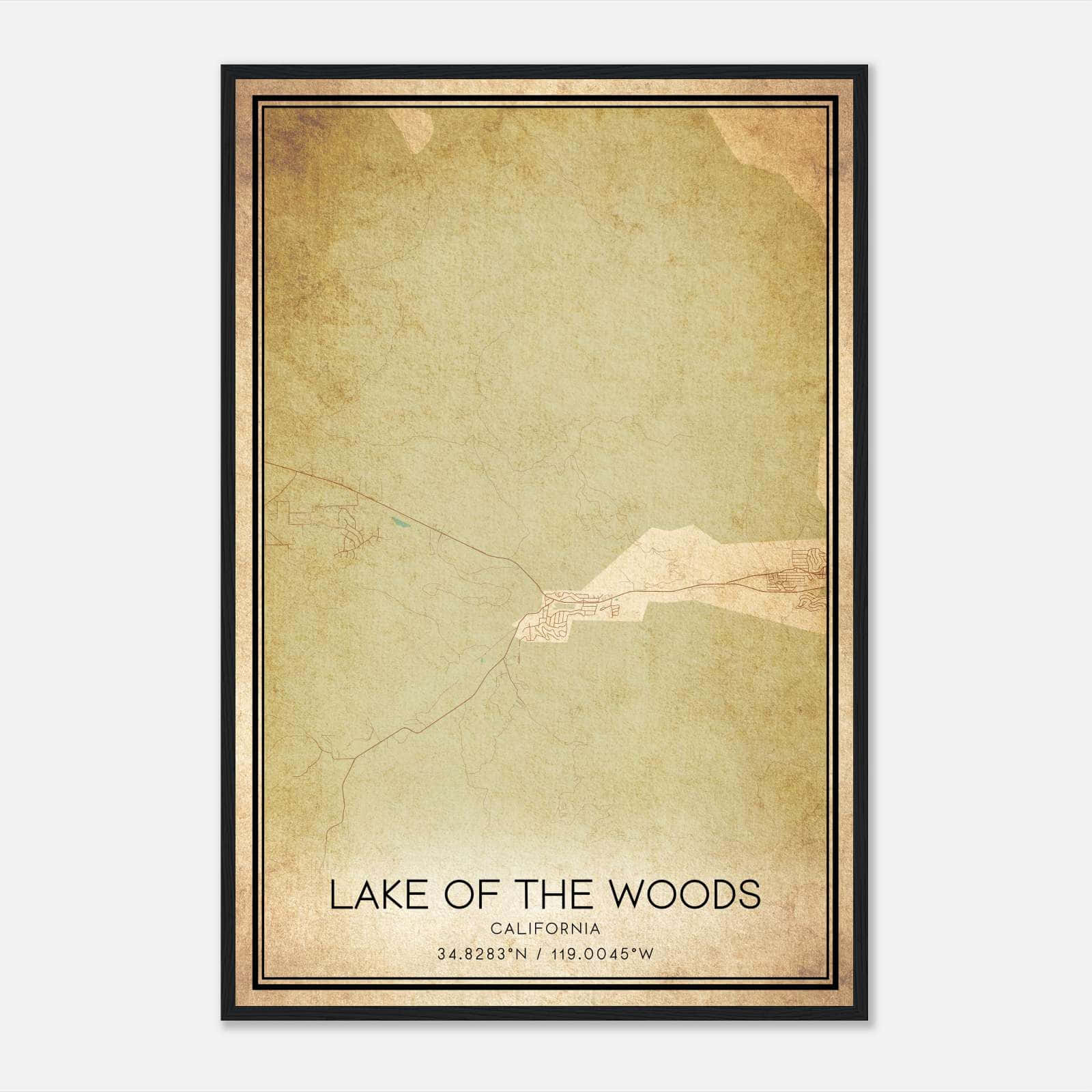 Vintage Lake Of The Woods California Map Poster, Lake Of The Woods CA City Road Wall Art Print Vintage Lake Of The Woods California Map Poster, Lake Of The Woods CA City Road Wall Art Print