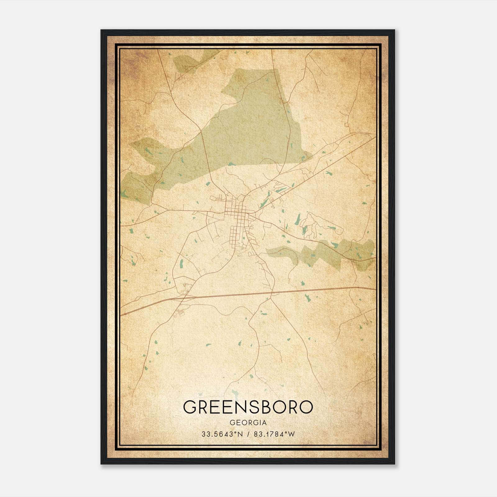 Vintage Greensboro Georgia Map Poster, Greensboro GA City Road Wall Art Print Vintage Greensboro Georgia Map Poster, Greensboro GA City Road Wall Art Print