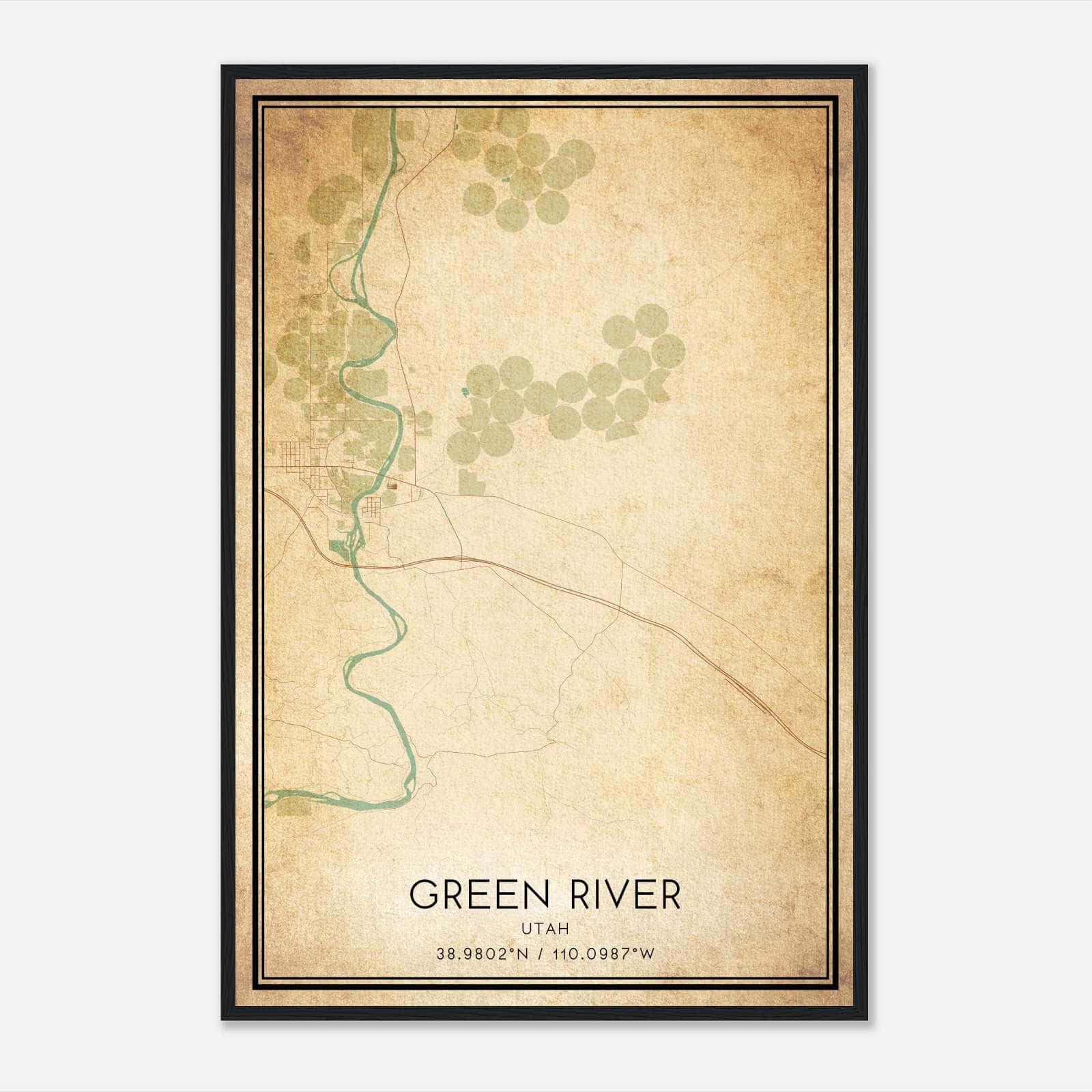 Vintage Green River Utah Map Poster, Green River UT City Road Wall Art Print Vintage Green River Utah Map Poster, Green River UT City Road Wall Art Print