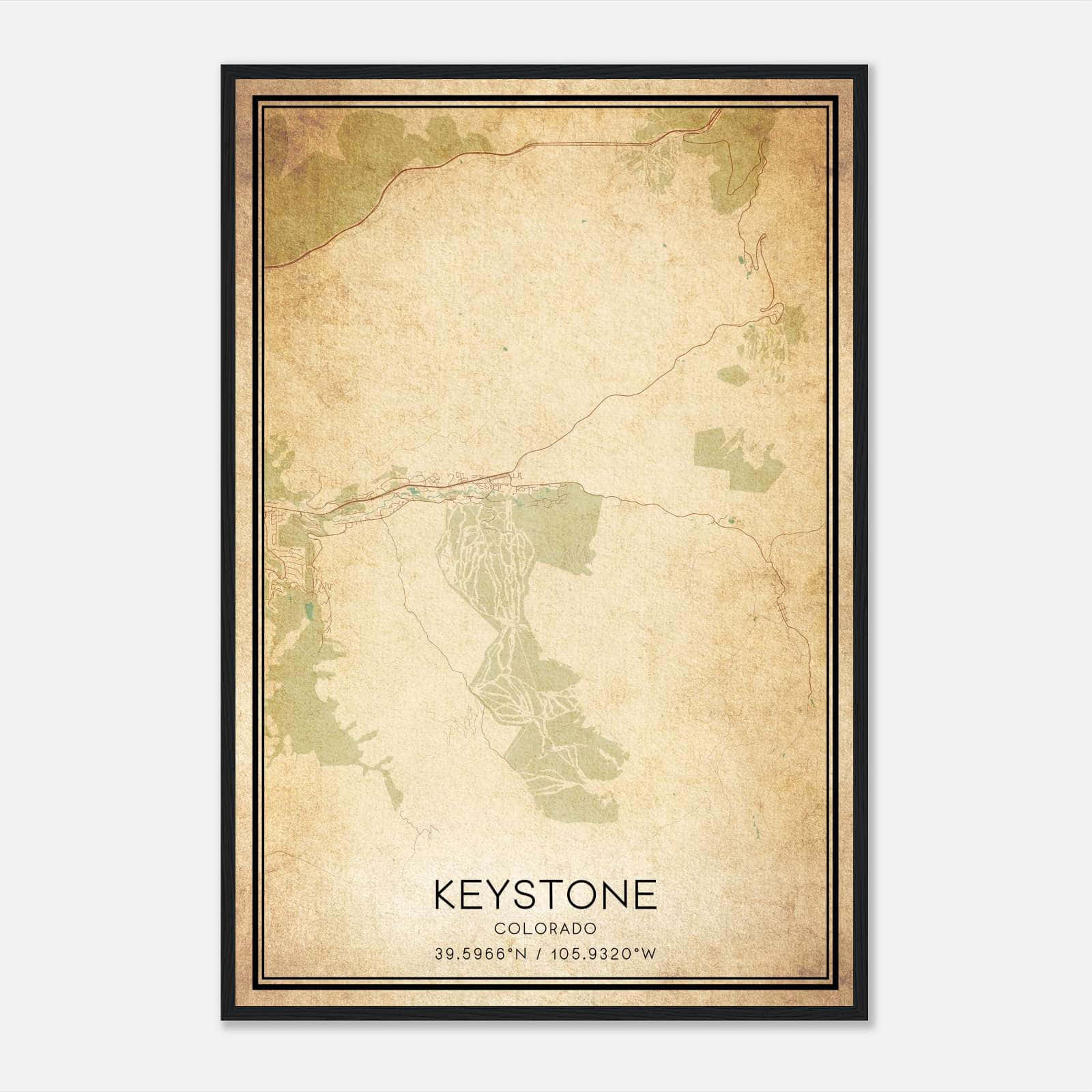 Vintage Keystone Colorado Map Poster, Keystone CO City Road Wall Art Print Vintage Keystone Colorado Map Poster, Keystone CO City Road Wall Art Print