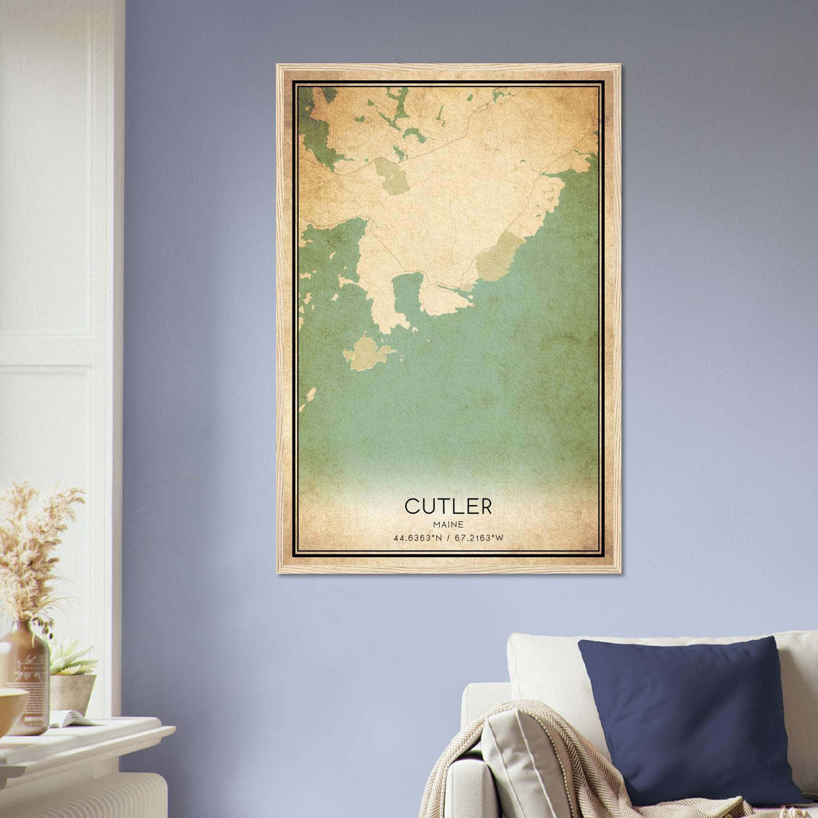 Vintage Cutler Maine Map Poster, Cutler ME City Road Wall Art Print