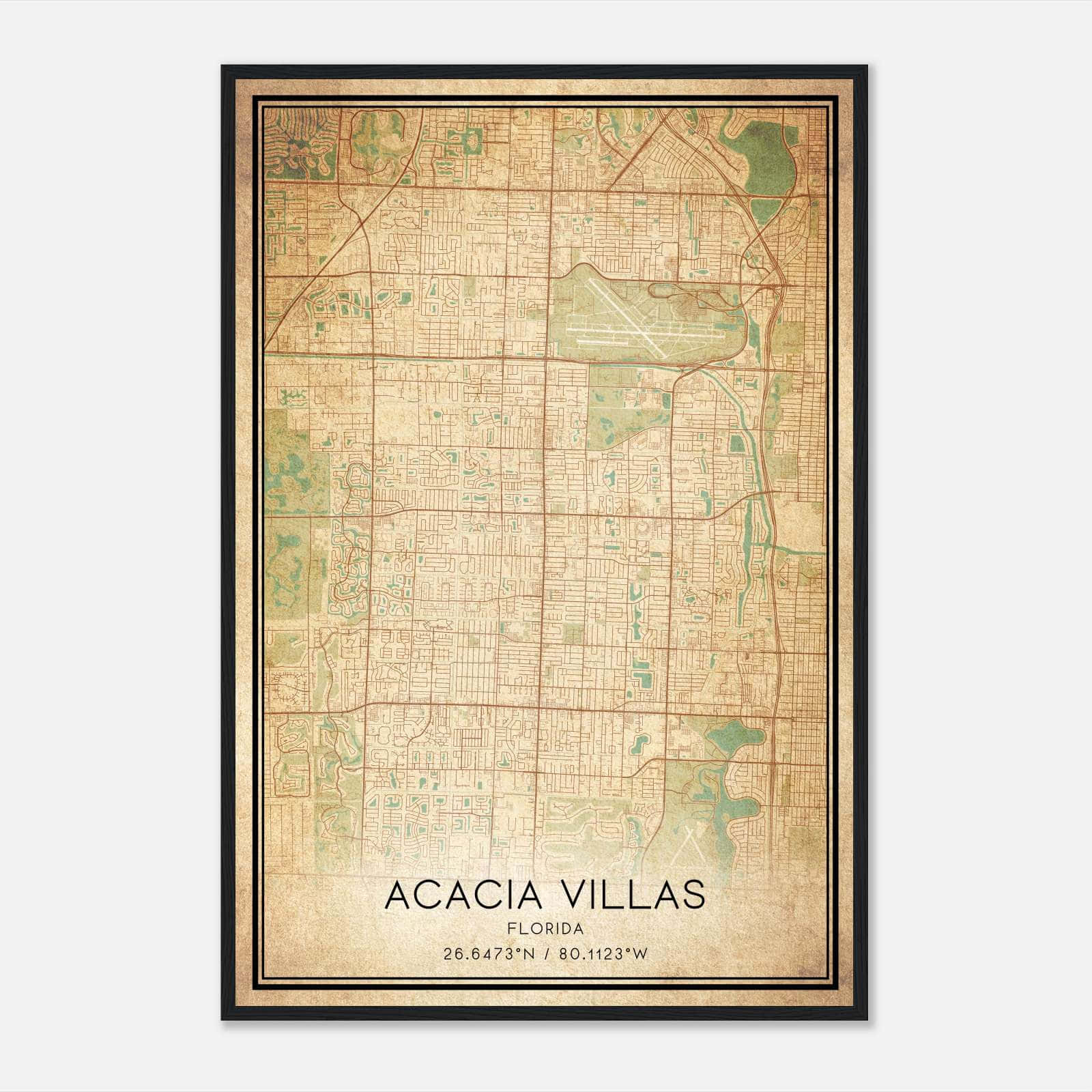Vintage Acacia Villas Florida Map Poster, Acacia Villas FL City Road Wall Art Print Vintage Acacia Villas Florida Map Poster, Acacia Villas FL City Road Wall Art Print