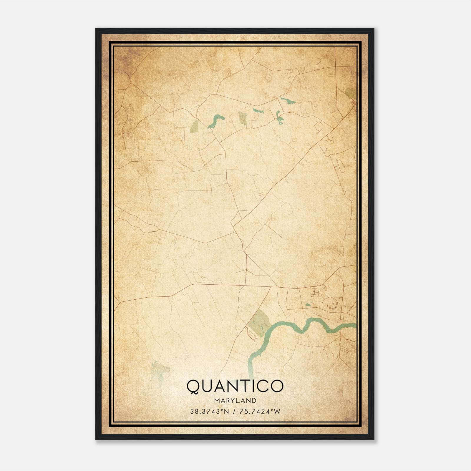 Vintage Quantico Maryland Map Poster, Quantico MD City Road Wall Art Print Vintage Quantico Maryland Map Poster, Quantico MD City Road Wall Art Print