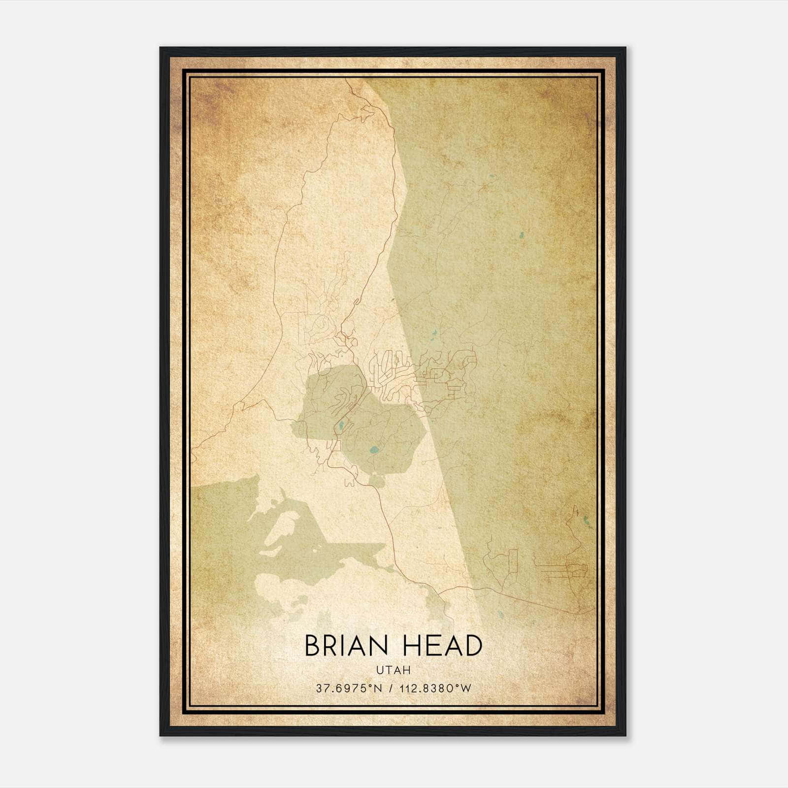 Vintage Brian Head Utah Map Poster, Brian Head UT City Road Wall Art Print Vintage Brian Head Utah Map Poster, Brian Head UT City Road Wall Art Print
