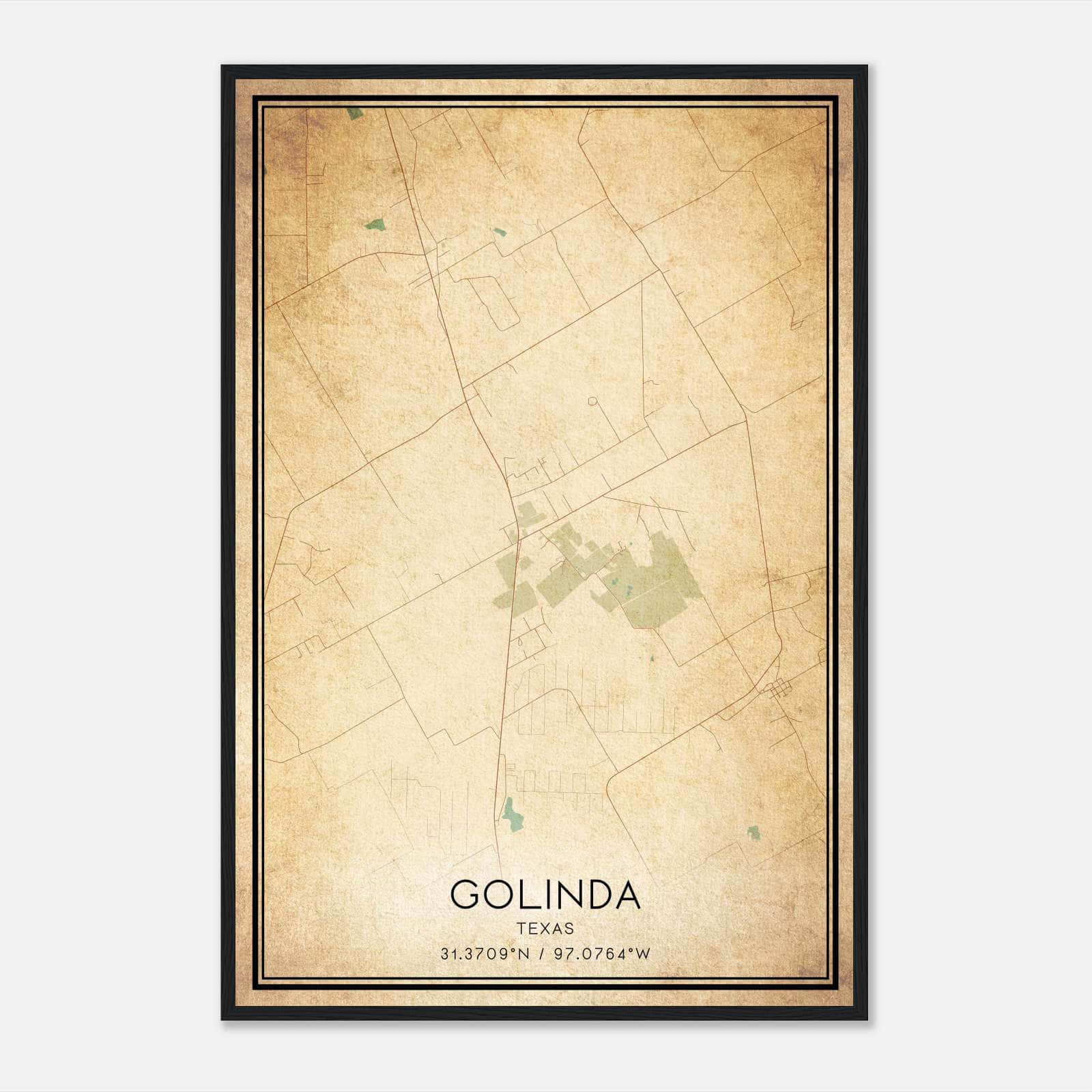Vintage Golinda Texas Map Poster, Golinda TX City Road Wall Art Print Vintage Golinda Texas Map Poster, Golinda TX City Road Wall Art Print