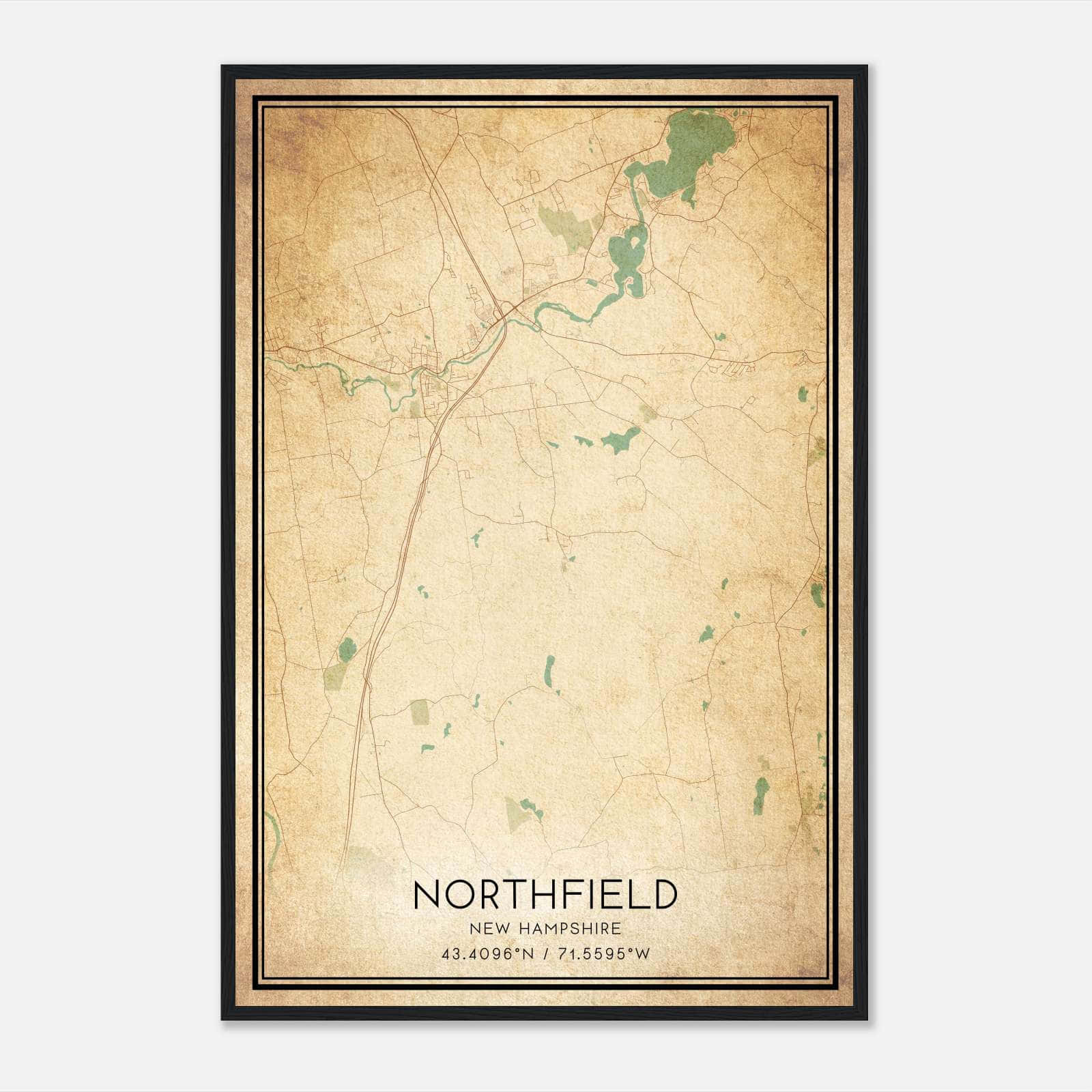 Vintage Northfield New Hampshire Map Poster, Northfield NH City Road Wall Art Print Vintage Northfield New Hampshire Map Poster, Northfield NH City Road Wall Art Print