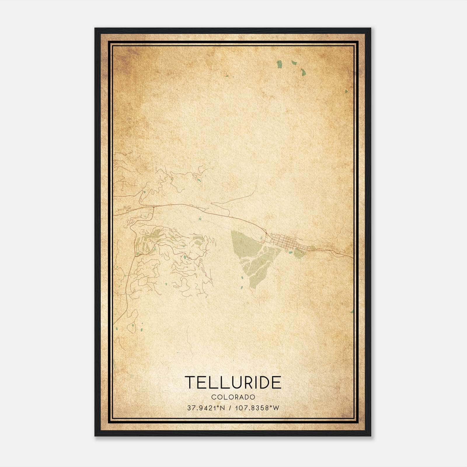 Vintage Telluride Colorado Map Poster, Telluride CO City Road Wall Art Print Vintage Telluride Colorado Map Poster, Telluride CO City Road Wall Art Print
