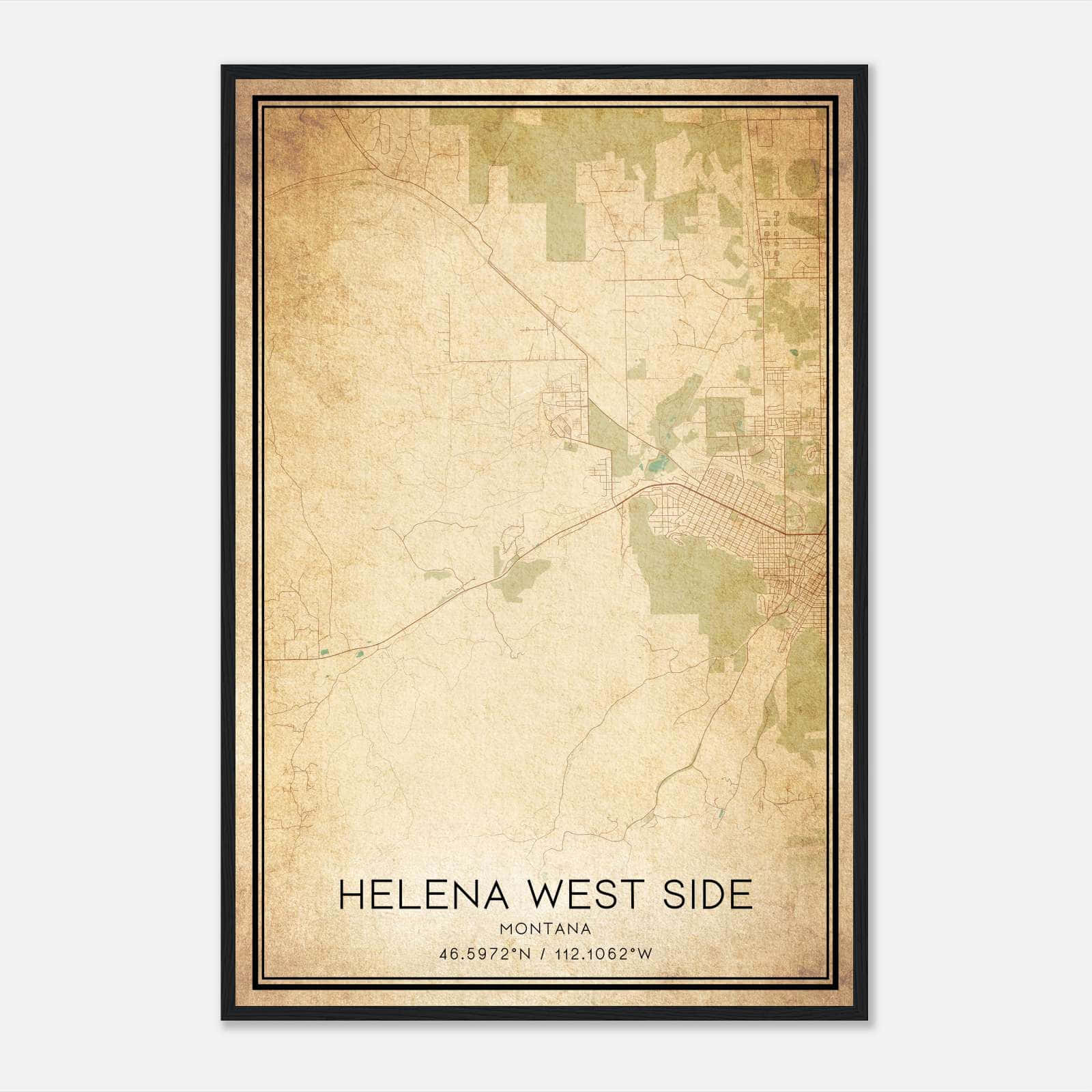 Vintage Helena West Side Montana Map Poster, Helena West Side MT City Road Wall Art Print Vintage Helena West Side Montana Map Poster, Helena West Side MT City Road Wall Art Print