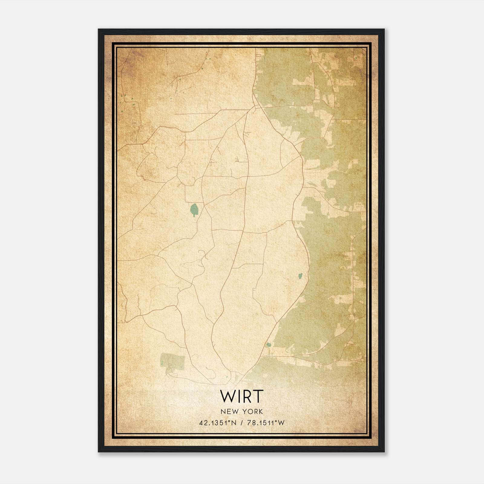 Vintage Wirt New York Map Poster, Wirt NY City Road Wall Art Print Vintage Wirt New York Map Poster, Wirt NY City Road Wall Art Print